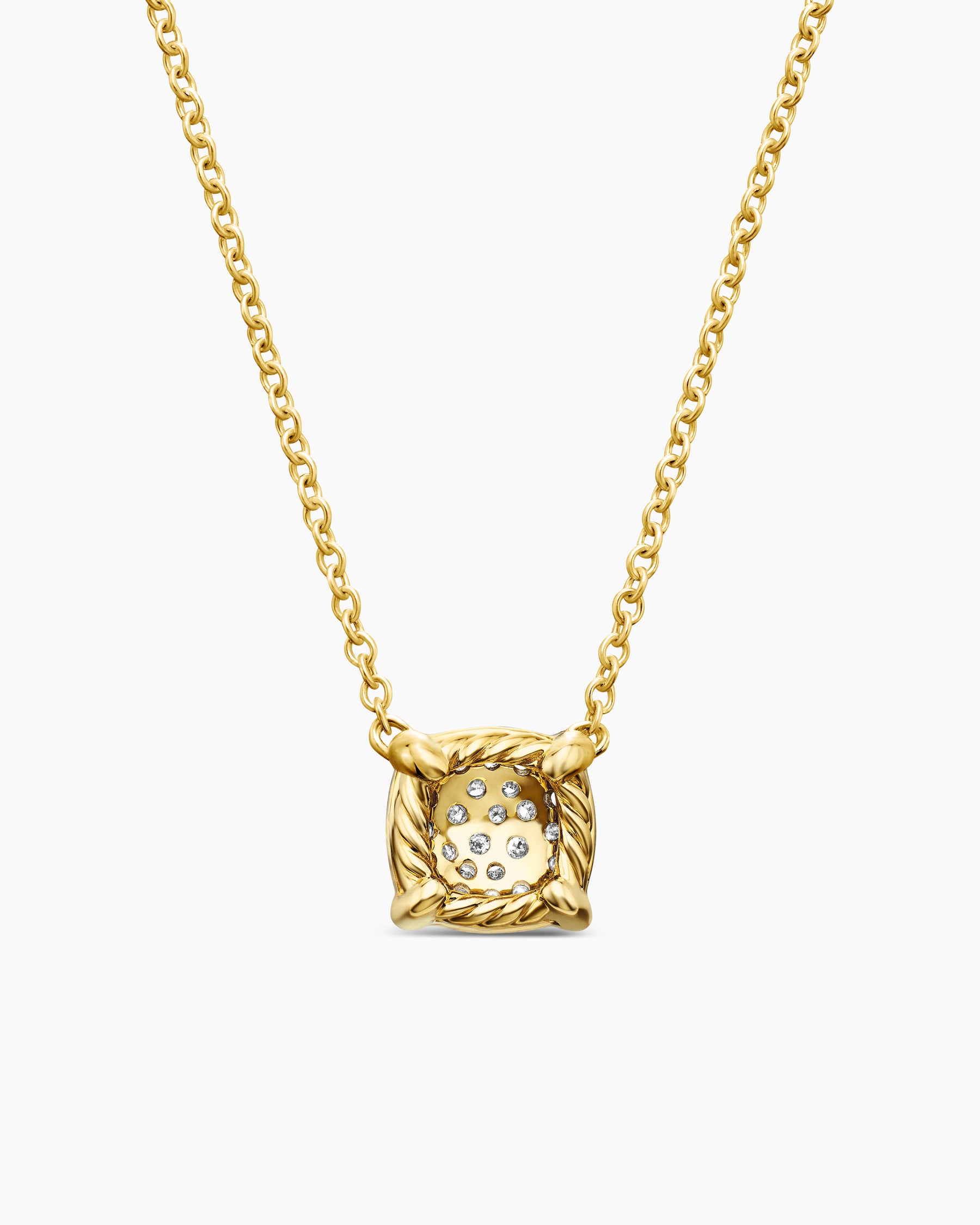 Petite Chatelaine Pendant Necklace in 18K Yellow Gold with Pavé Diamonds, 7mm - Image 4
