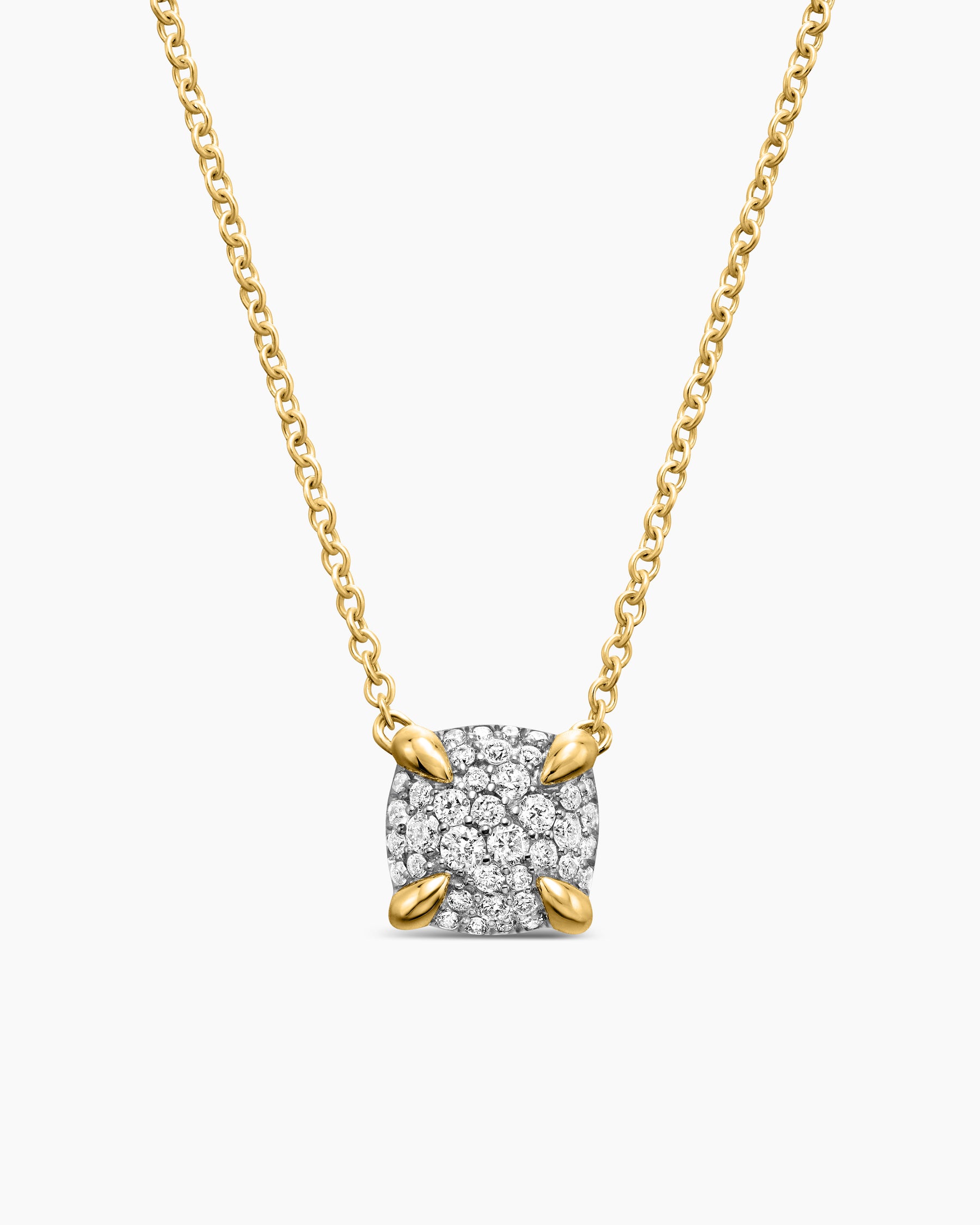 Petite Chatelaine Pendant Necklace in 18K Yellow Gold with Pavé Diamonds, 7mm