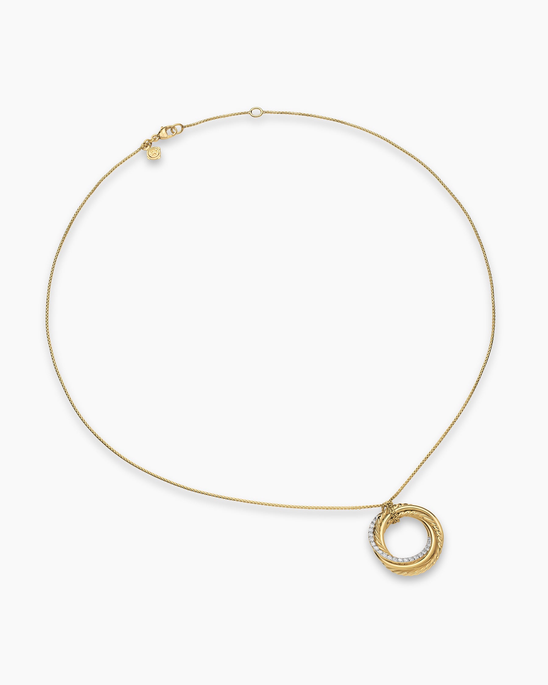 Crossover Pendant Necklace in 18K Yellow Gold with Diamonds, 21mm - Image 3