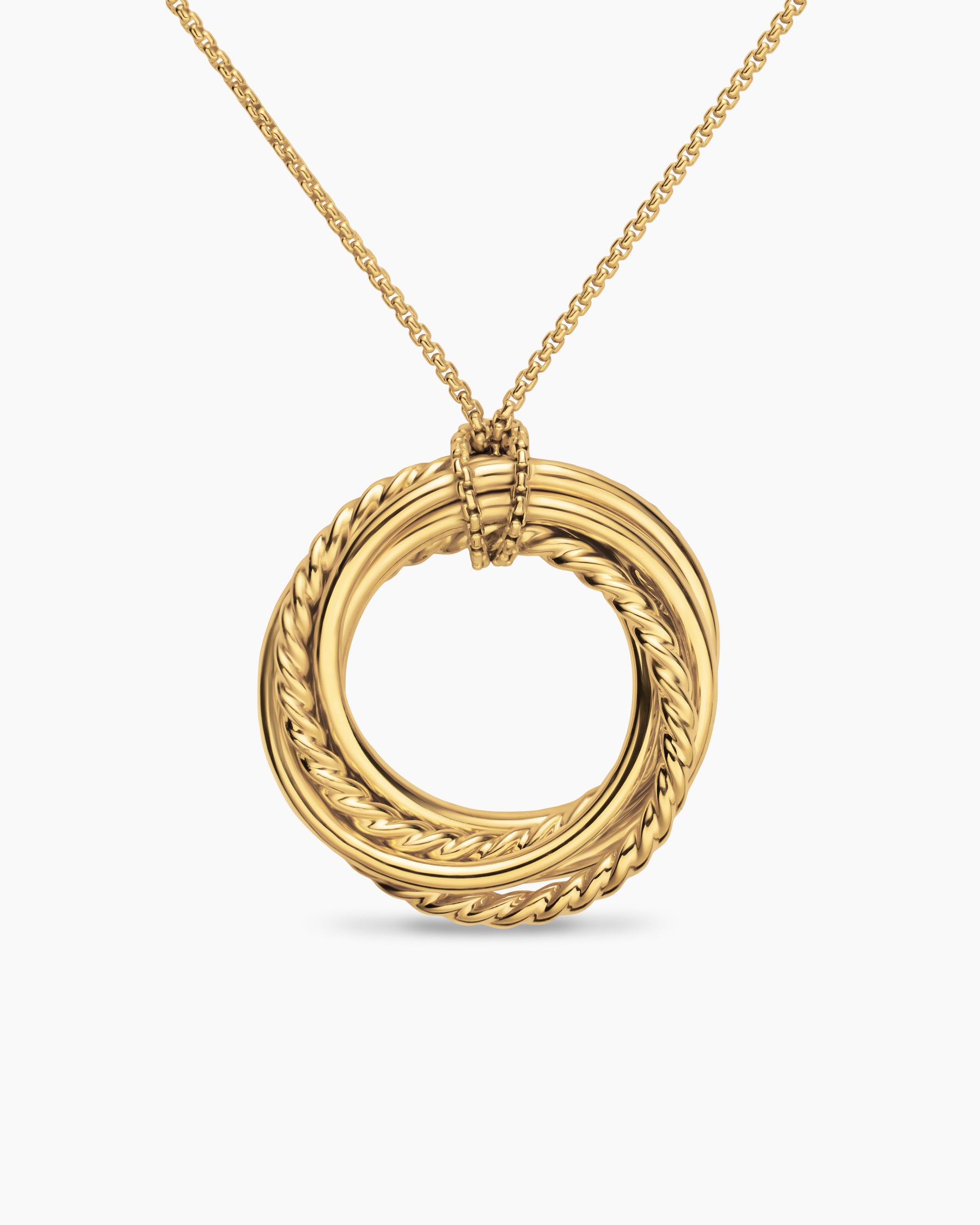 Crossover Pendant Necklace in 18K Yellow Gold with Diamonds, 21mm - Image 4
