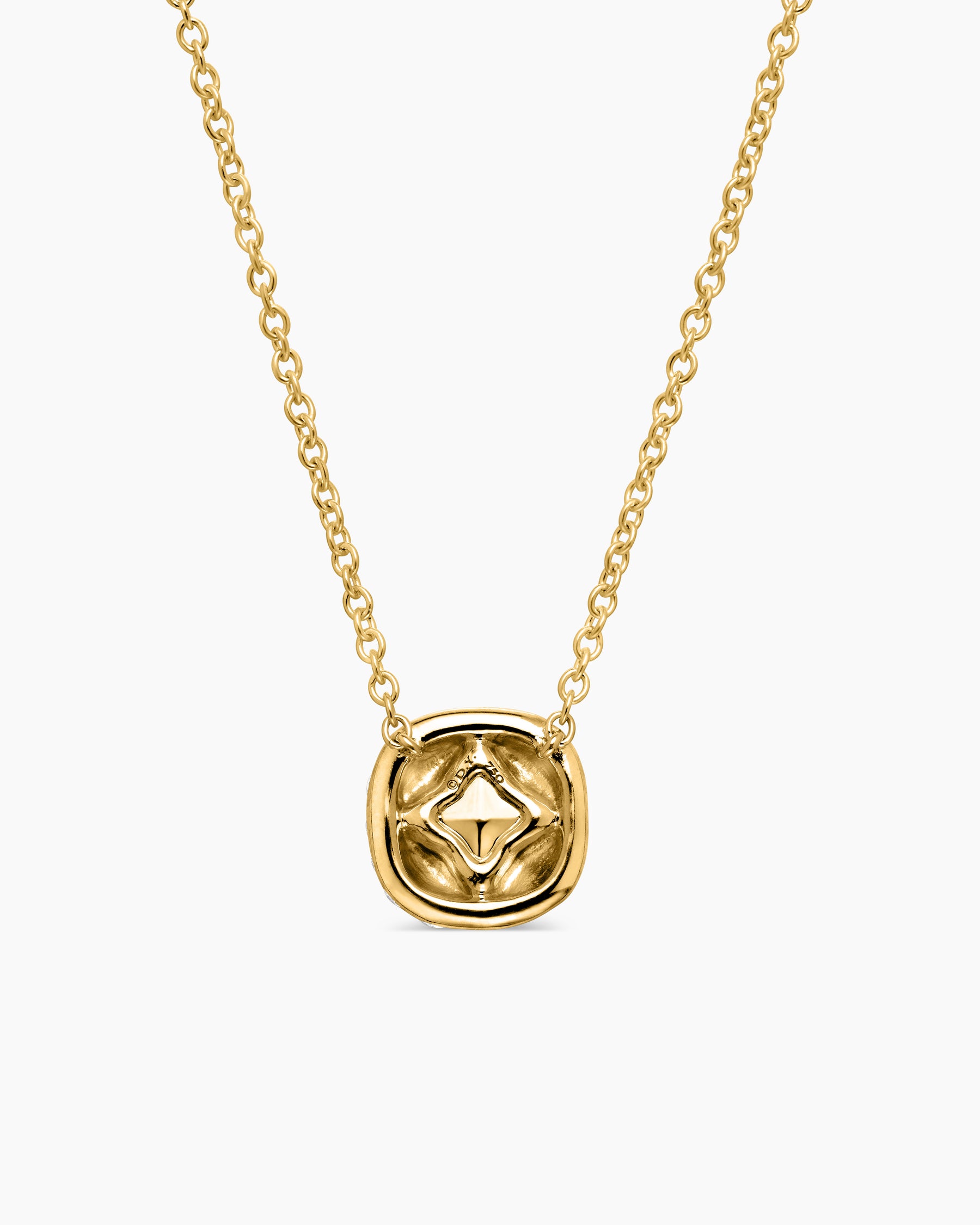 Cushion Pendant Necklace in 18K Yellow Gold with Diamonds, 8mm - Image 4