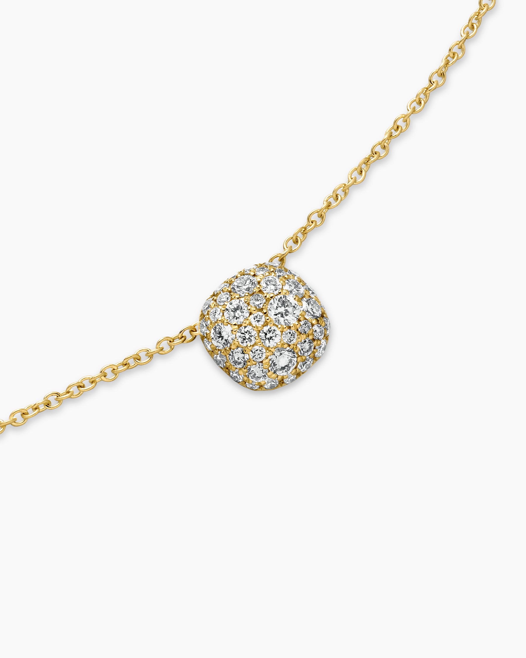 Cushion Pendant Necklace in 18K Yellow Gold with Diamonds, 8mm - Image 5