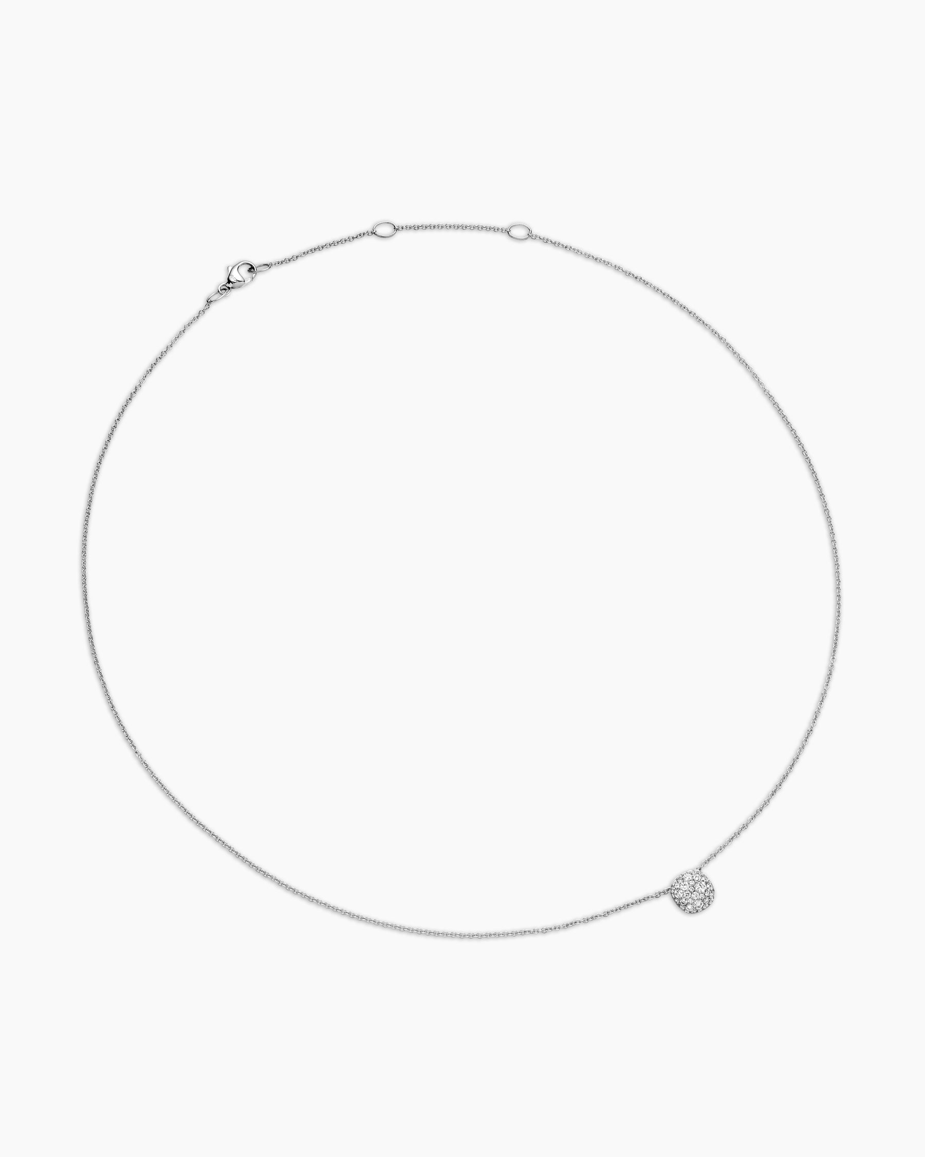 Cushion Pendant Necklace in 18K White Gold with Diamonds, 8mm - Image 3