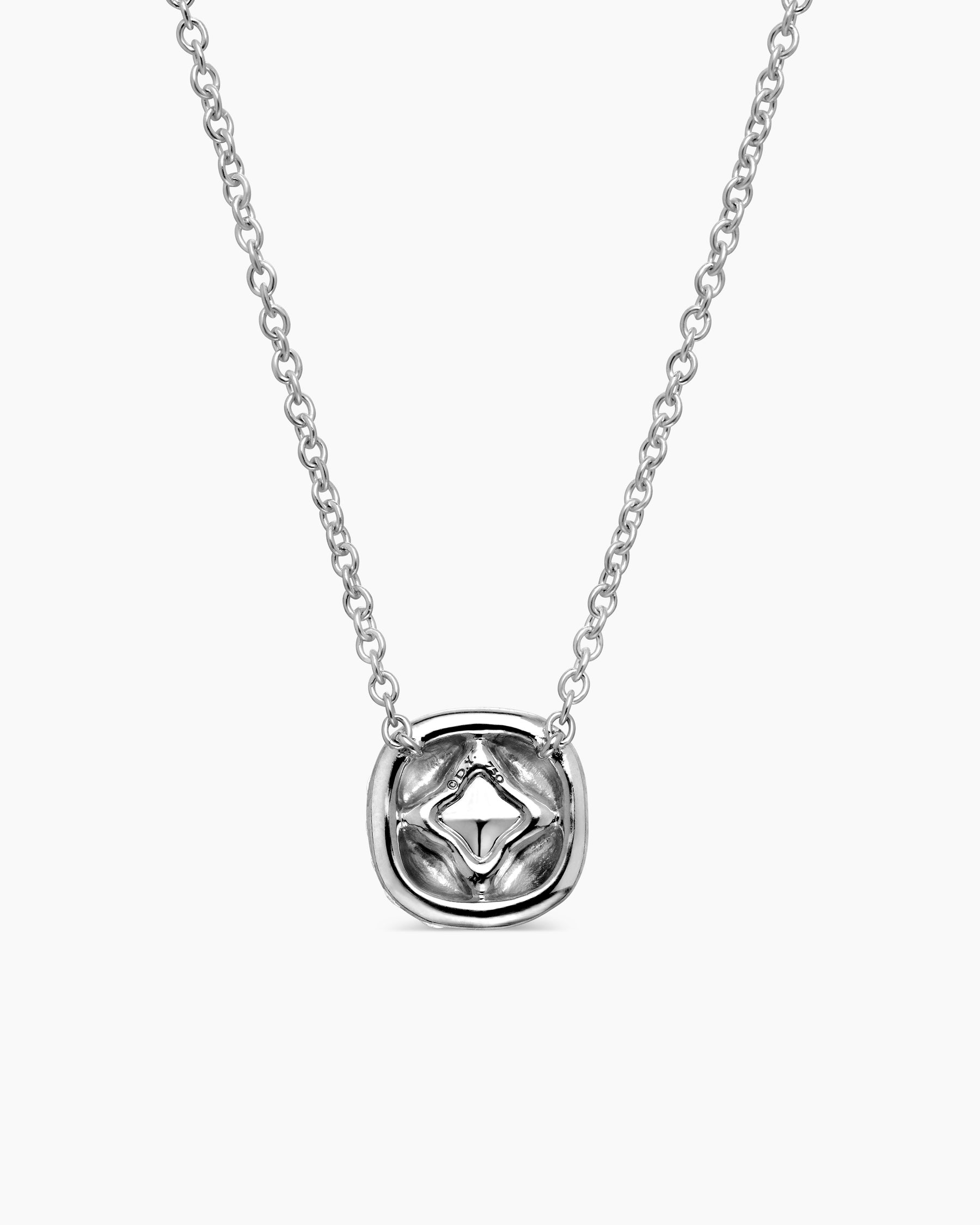 Cushion Pendant Necklace in 18K White Gold with Diamonds, 8mm - Image 4