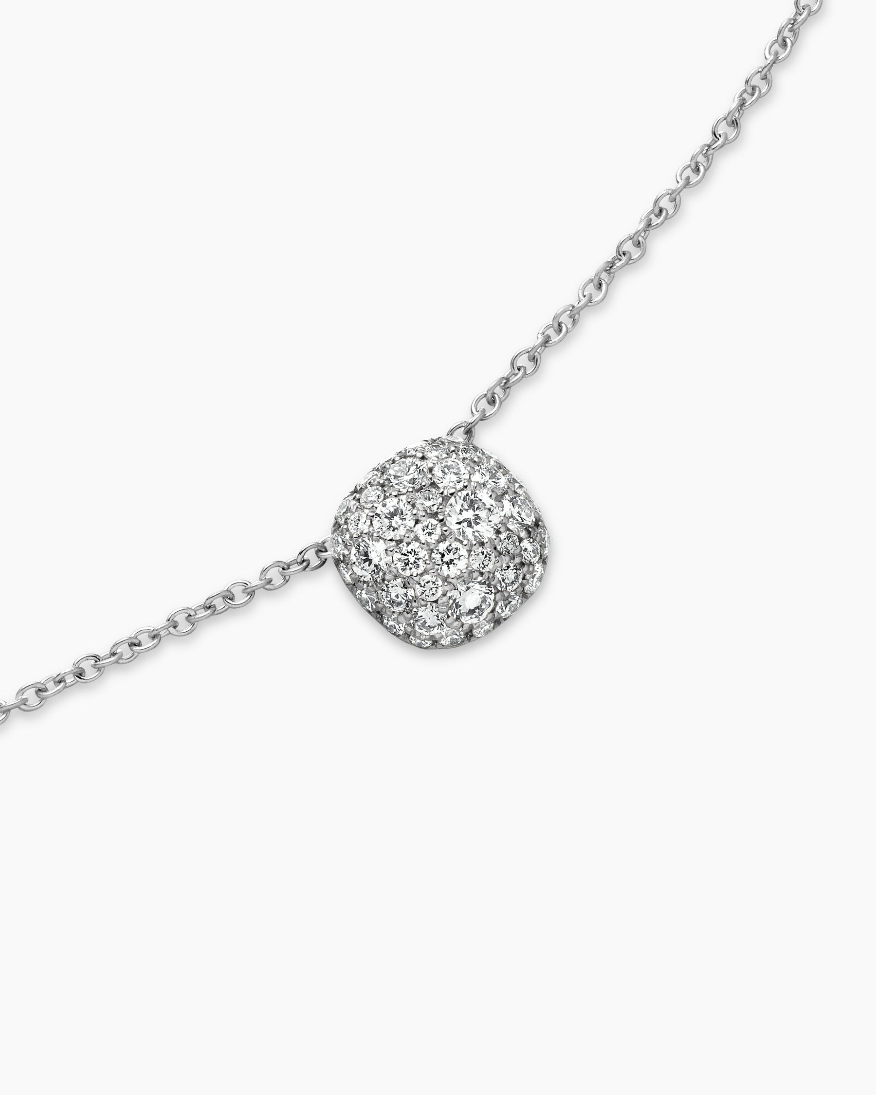 Cushion Pendant Necklace in 18K White Gold with Diamonds, 8mm - Image 5