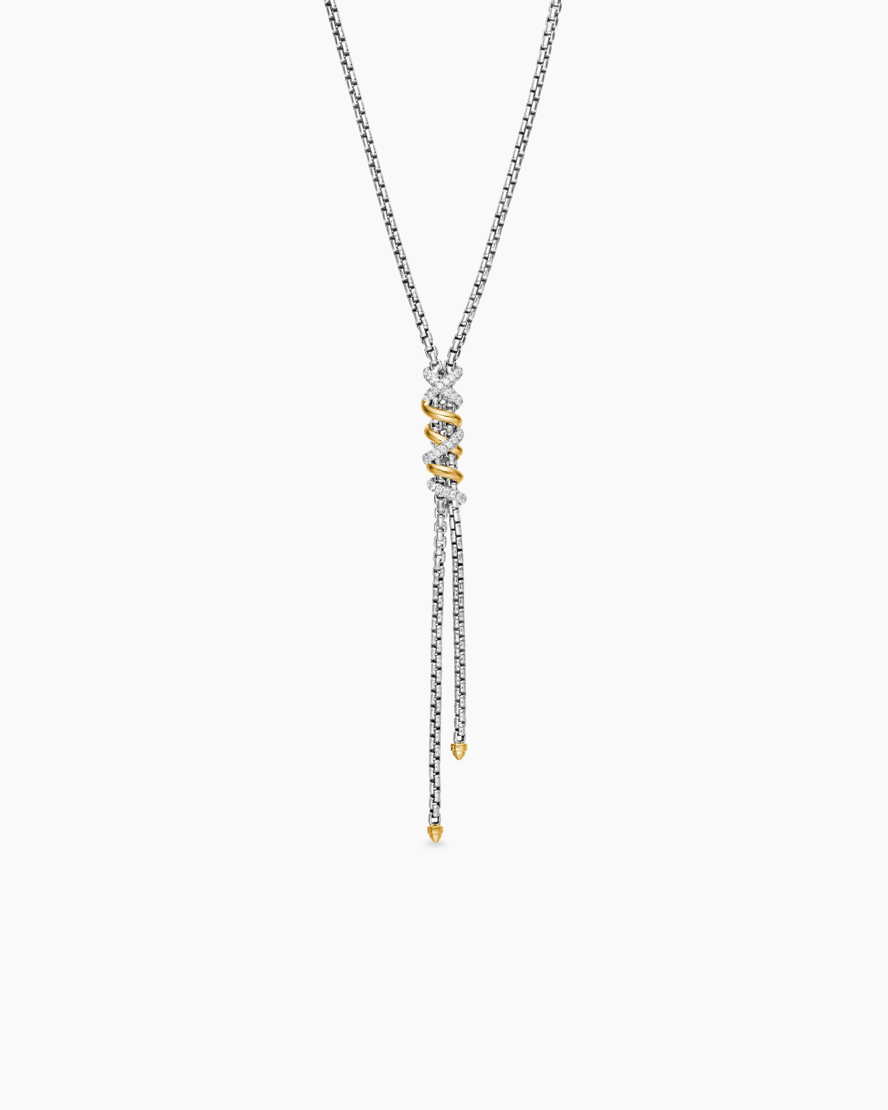 Helena Y Necklace in Sterling Silver with 18K Yellow Gold with Diamonds