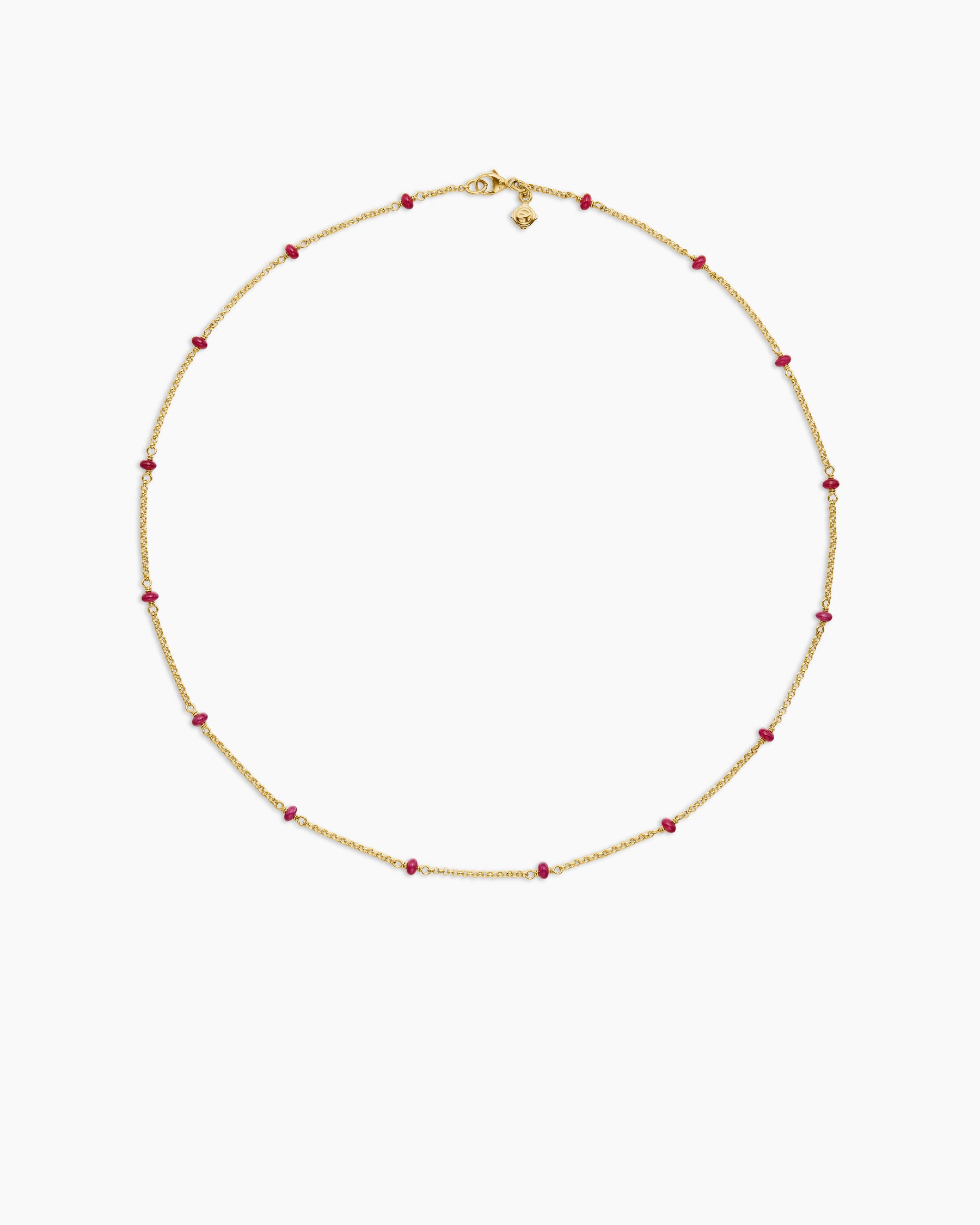 Cable Collectibles Bead and Chain Necklace in 18K Yellow Gold with Rubies, 3.5mm - Image 4