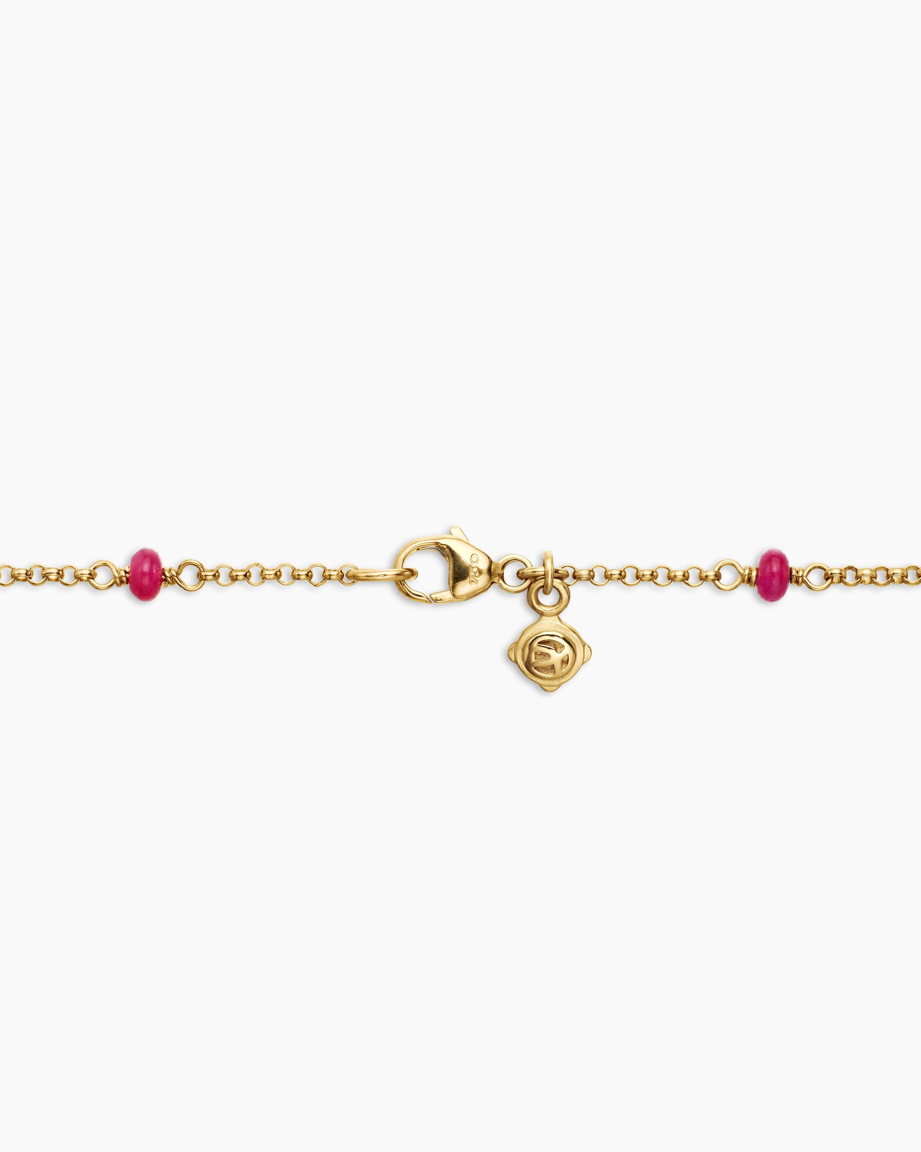 Cable Collectibles Bead and Chain Necklace in 18K Yellow Gold with Rubies, 3.5mm - Image 5