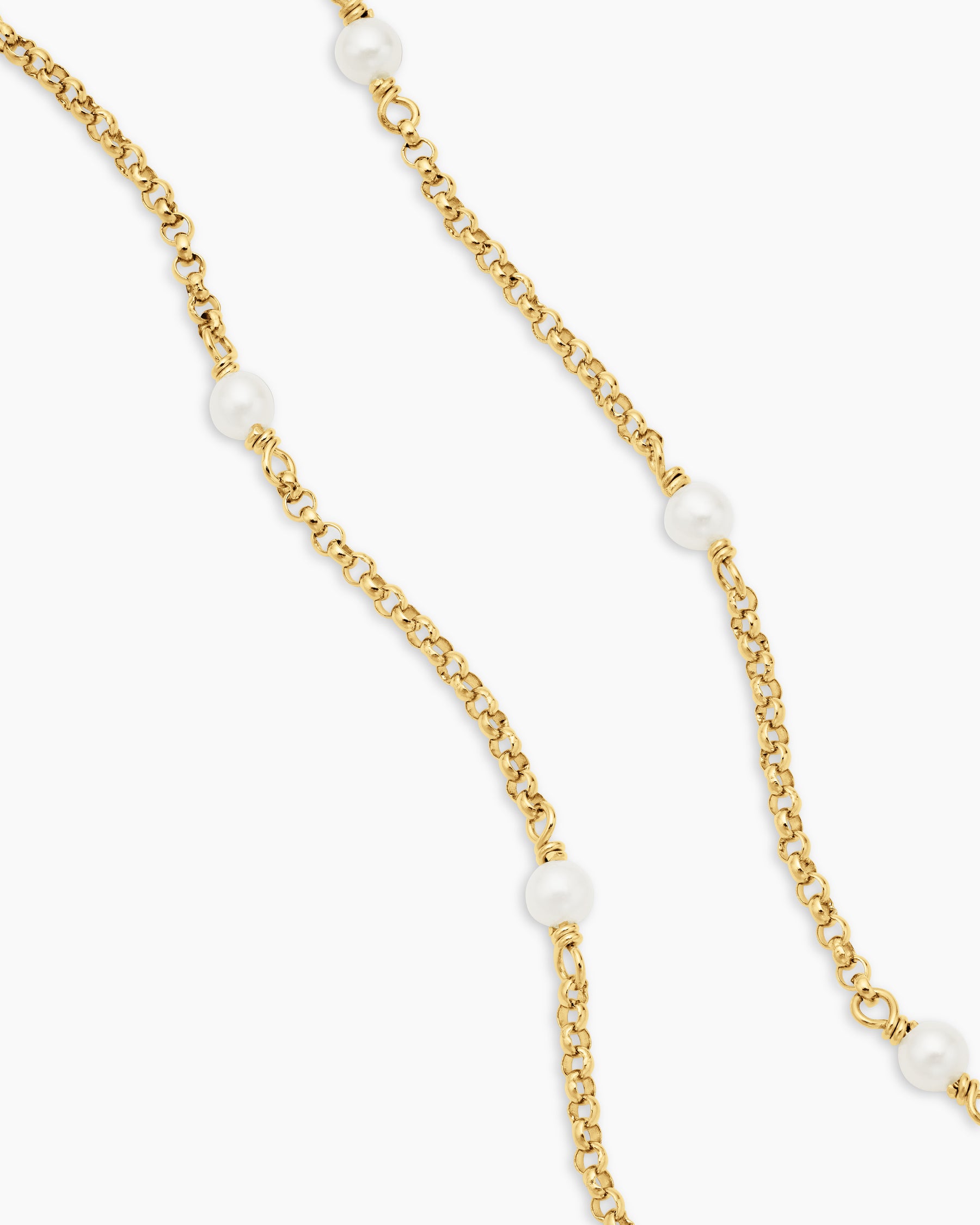 Cable Collectibles Bead and Chain Necklace in 18K Yellow Gold with Pearls, 3.5mm - Image 3