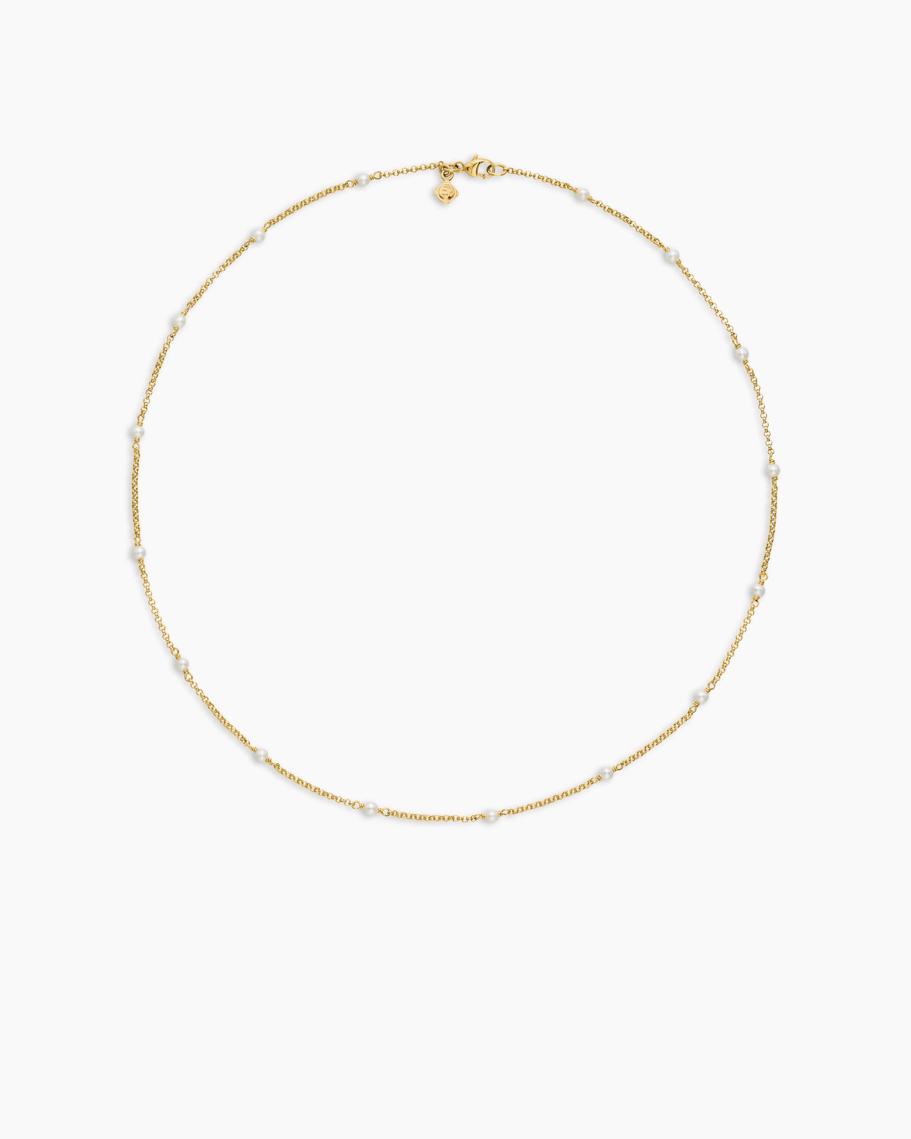 Cable Collectibles Bead and Chain Necklace in 18K Yellow Gold with Pearls, 3.5mm - Image 4