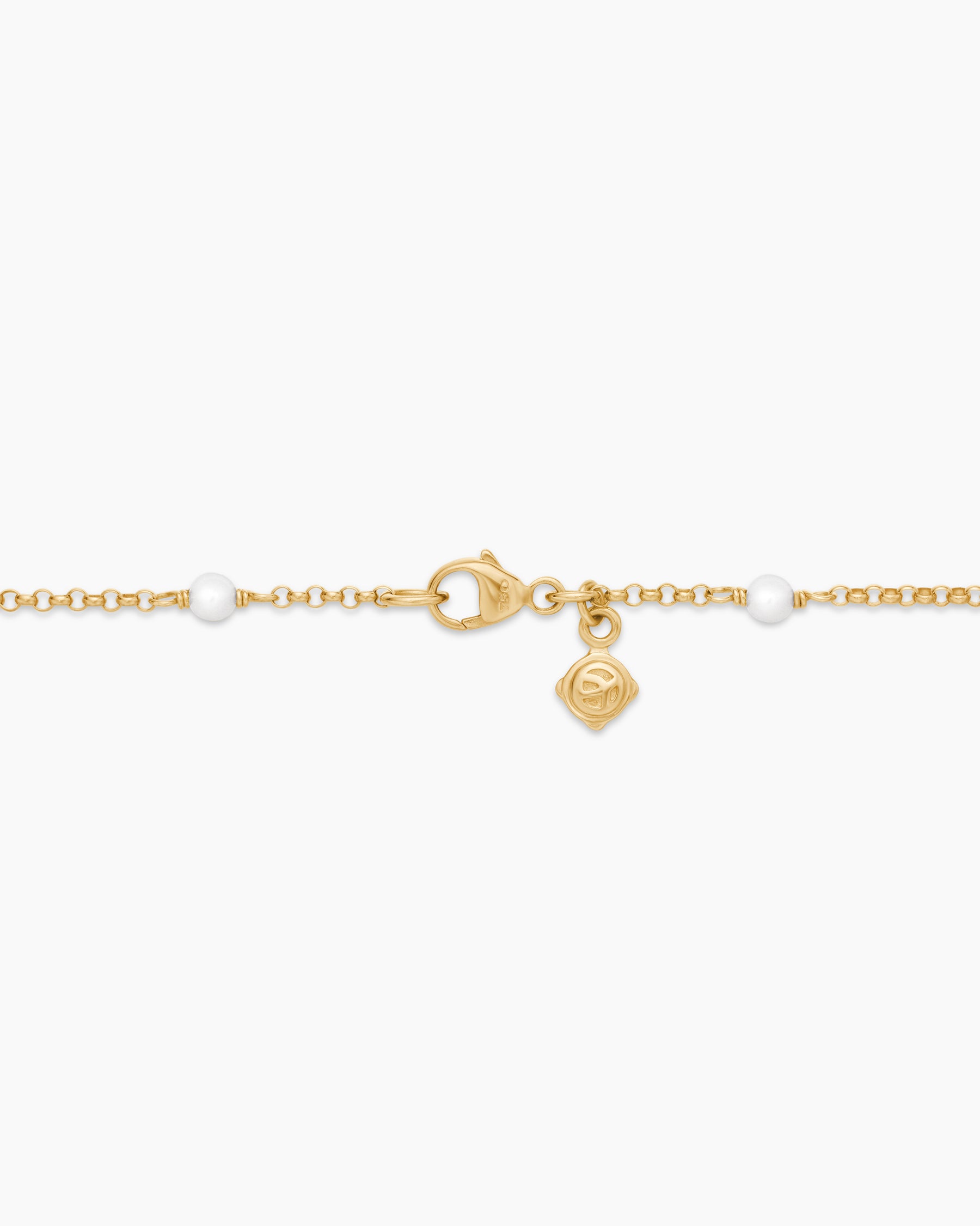 Cable Collectibles Bead and Chain Necklace in 18K Yellow Gold with Pearls, 3.5mm - Image 5