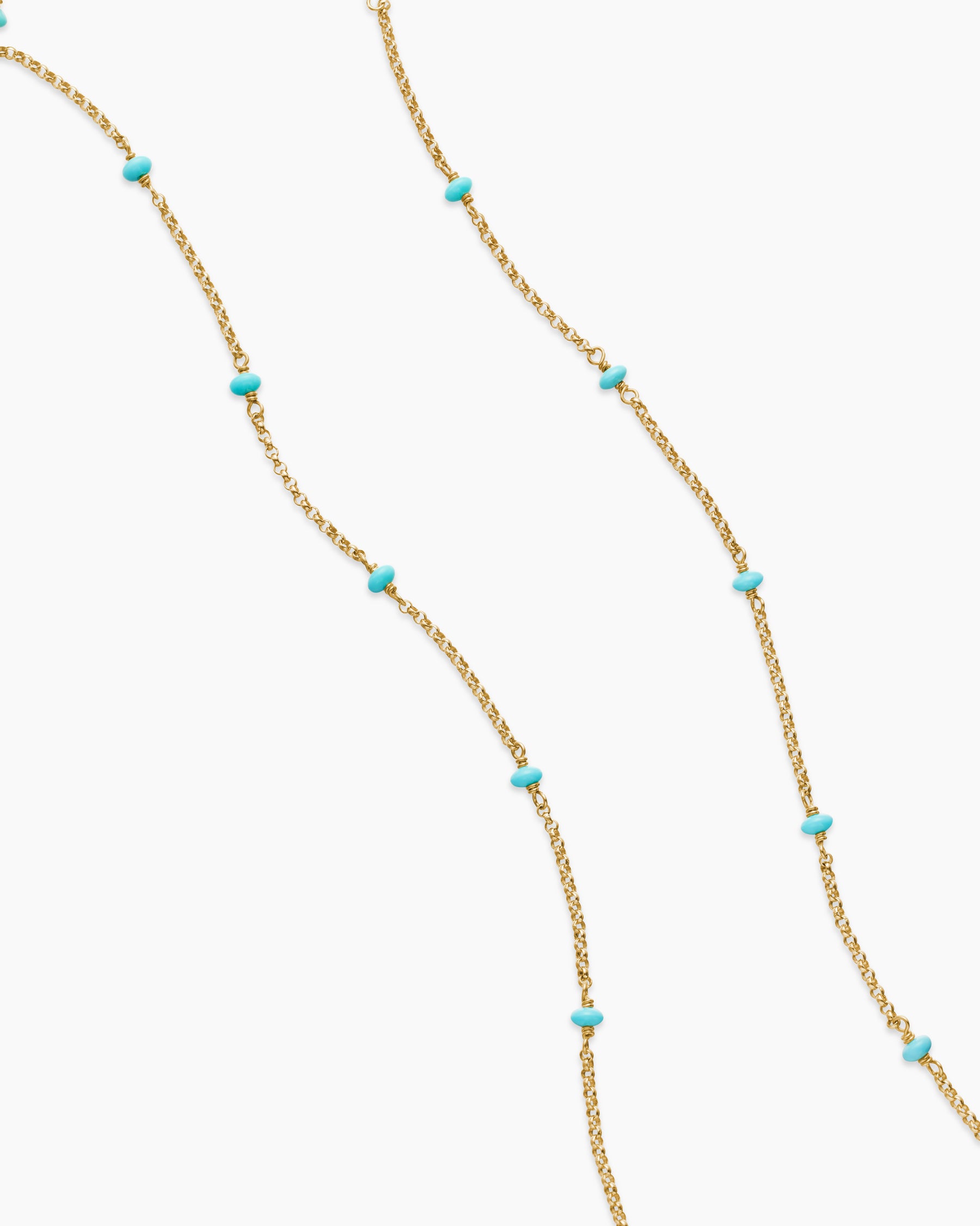 Cable Collectibles Bead and Chain Necklace in 18K Yellow Gold with Turquoise, 3.5mm - Image 3