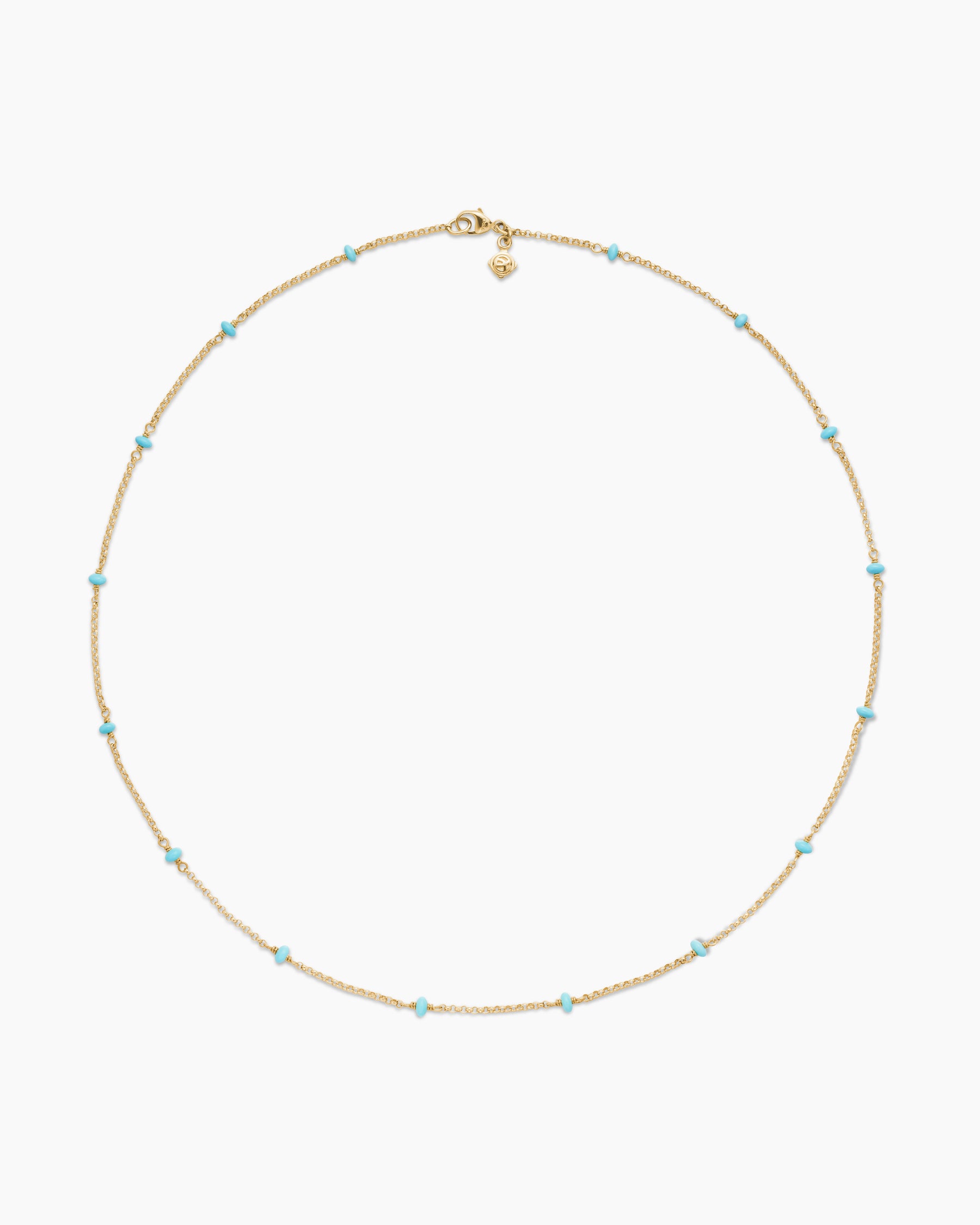Cable Collectibles Bead and Chain Necklace in 18K Yellow Gold with Turquoise, 3.5mm - Image 4