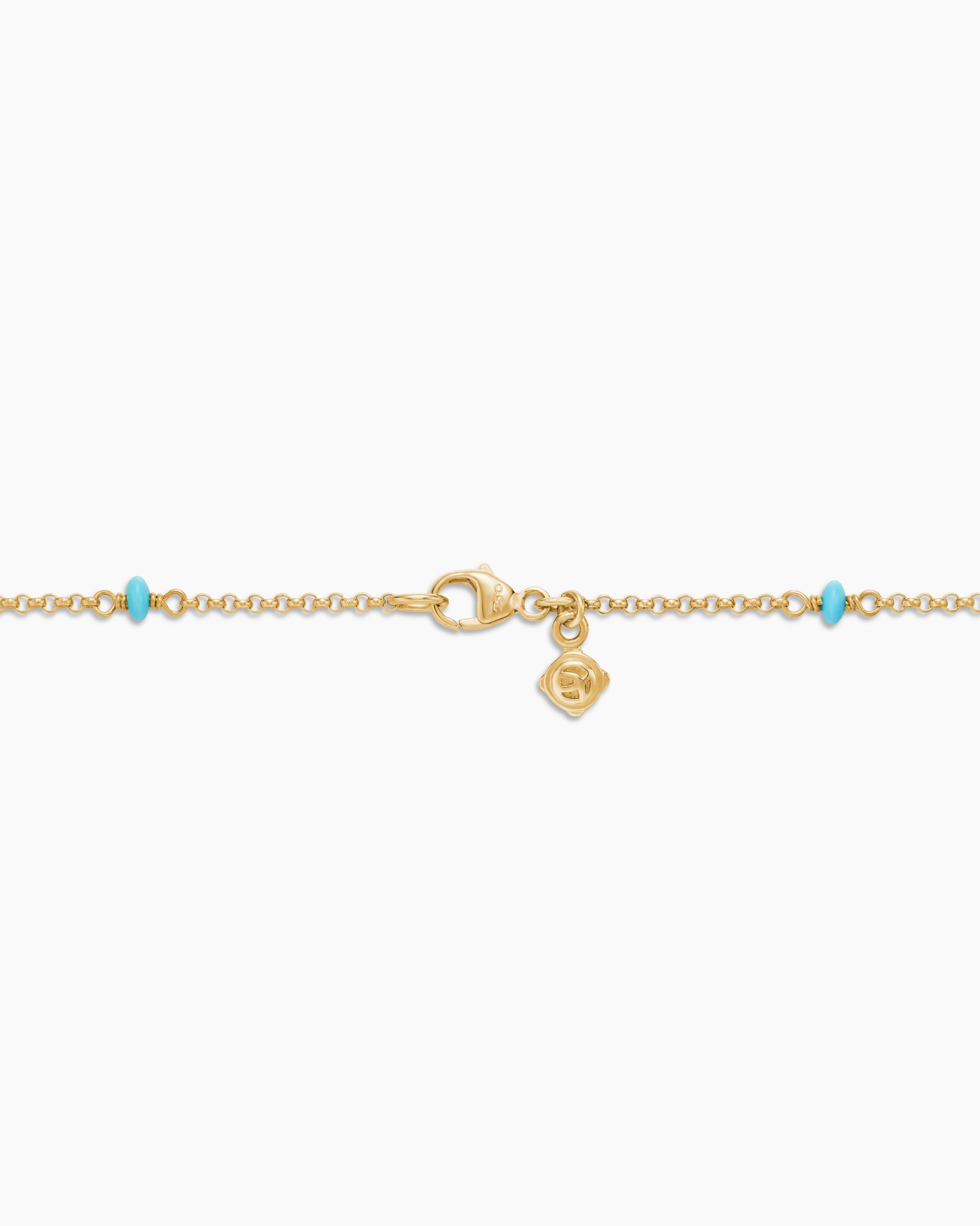 Cable Collectibles Bead and Chain Necklace in 18K Yellow Gold with Turquoise, 3.5mm - Image 5