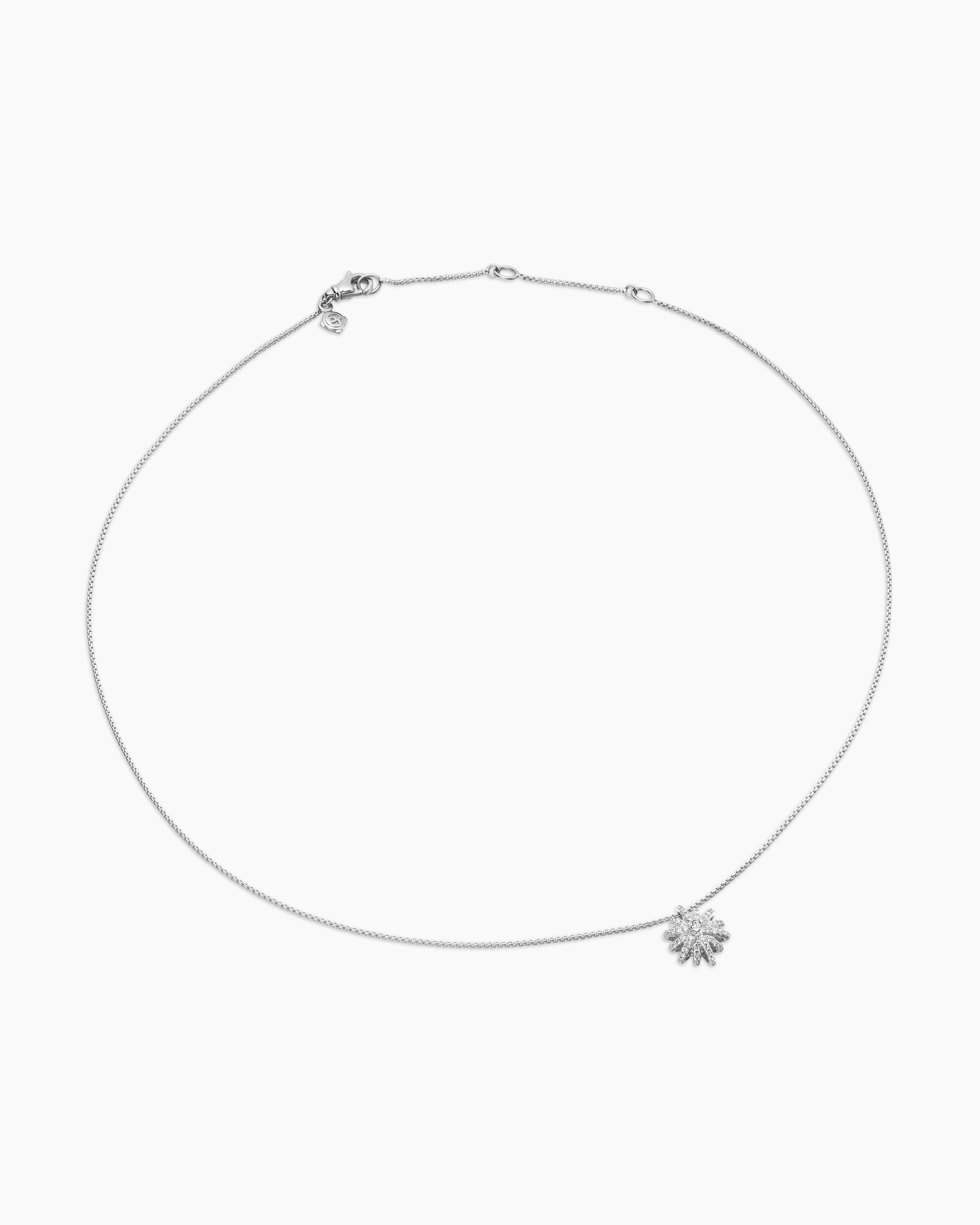 Starburst Pendant Necklace in 18K White Gold with Diamonds, 12mm - Image 3