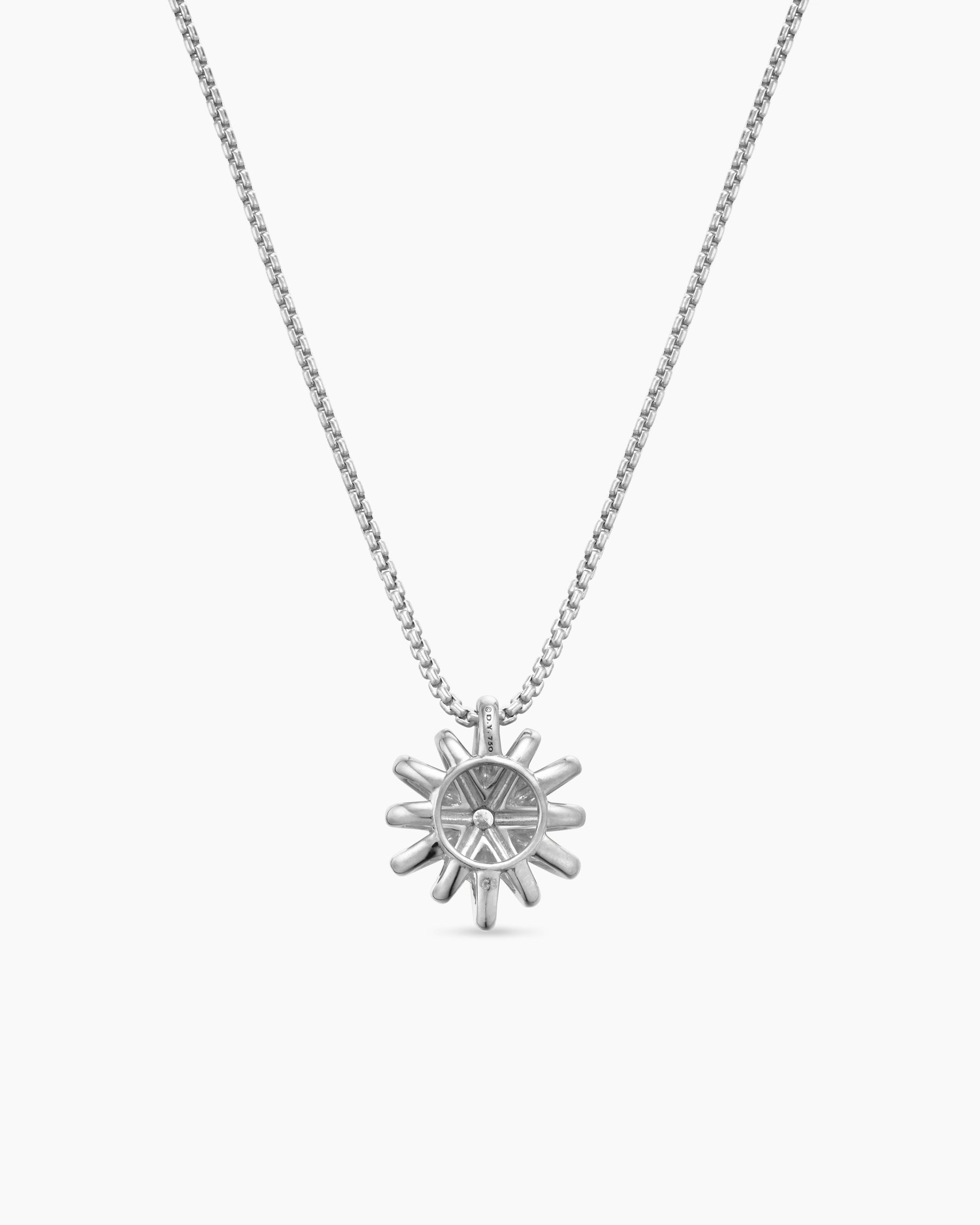 Starburst Pendant Necklace in 18K White Gold with Diamonds, 12mm - Image 4