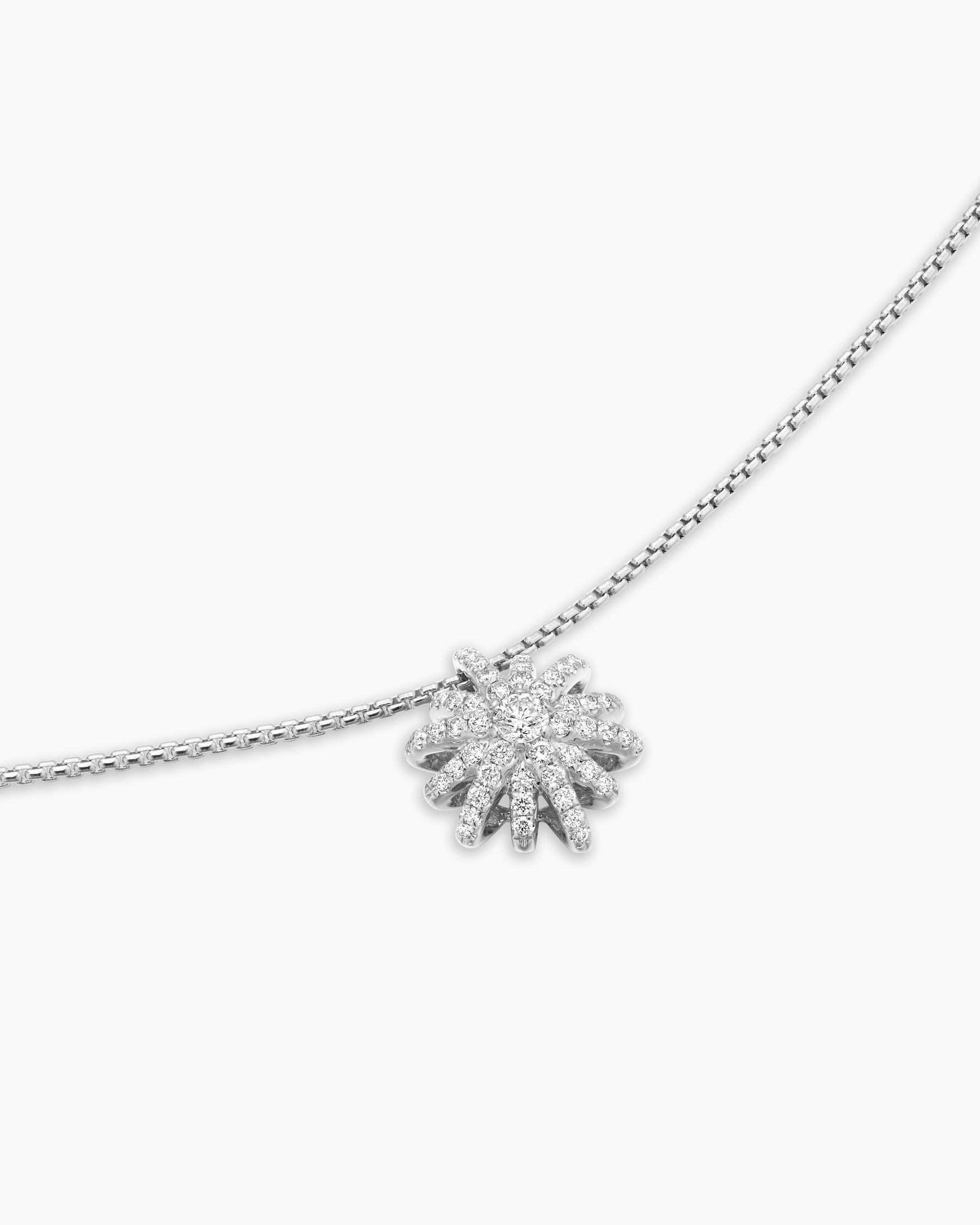 Starburst Pendant Necklace in 18K White Gold with Diamonds, 12mm - Image 5