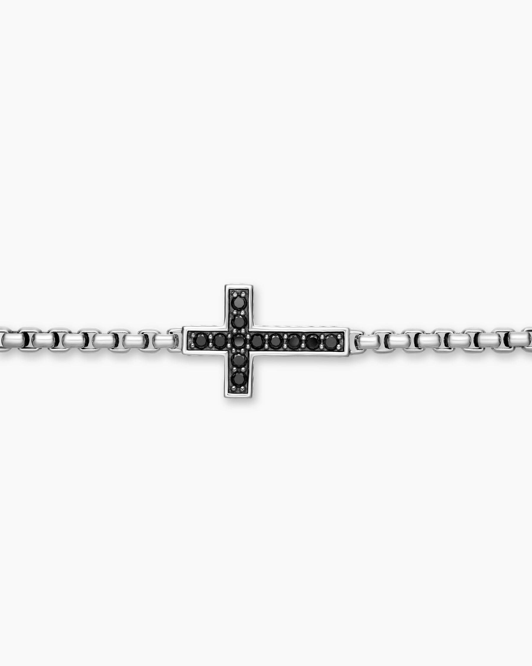 Cross Station Necklace in Sterling Silver with Black Diamonds, 3.4mm - Image 5