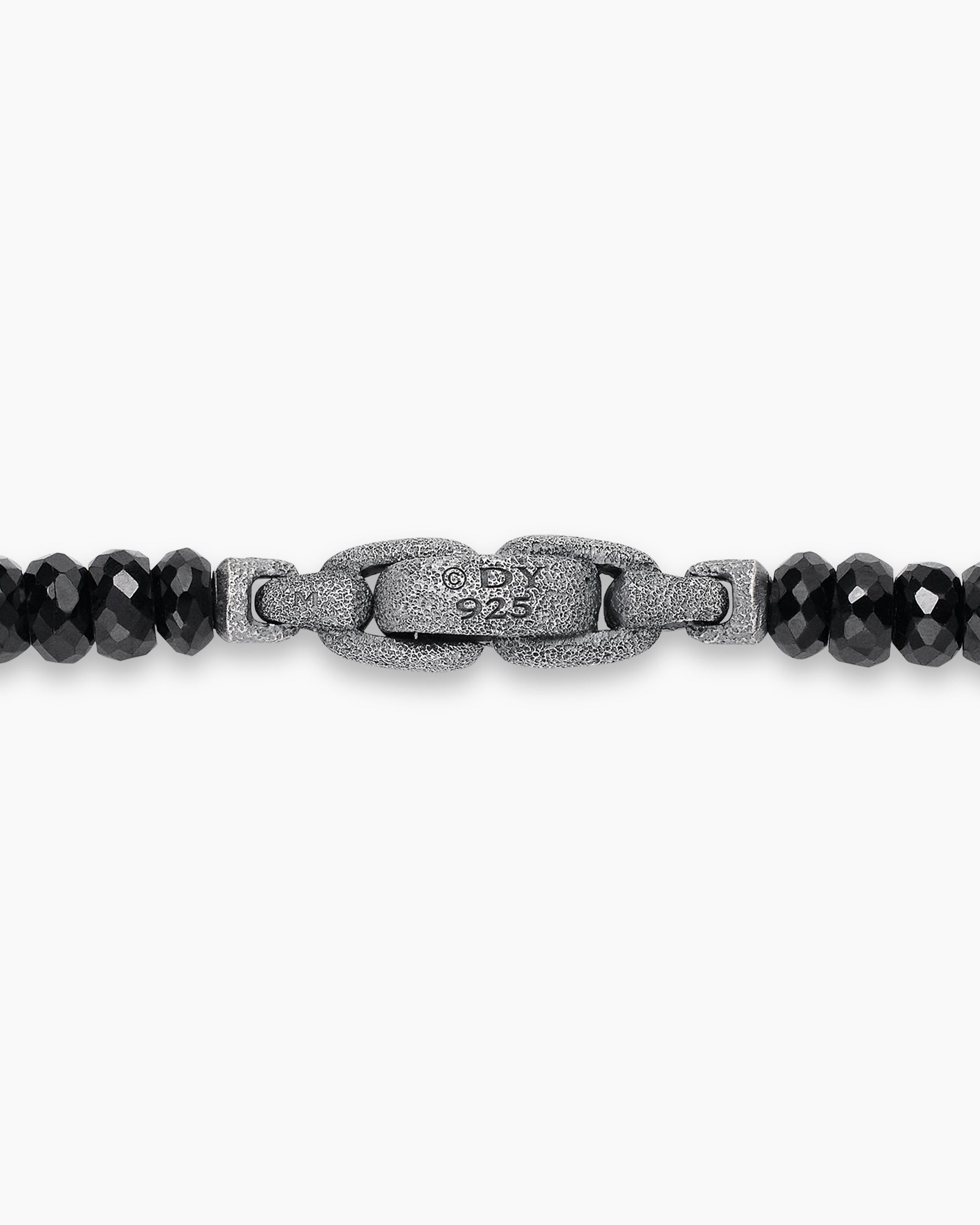Memento Mori Skull Station Necklace in Sterling Silver with Black Spinel, 6mm - Image 5