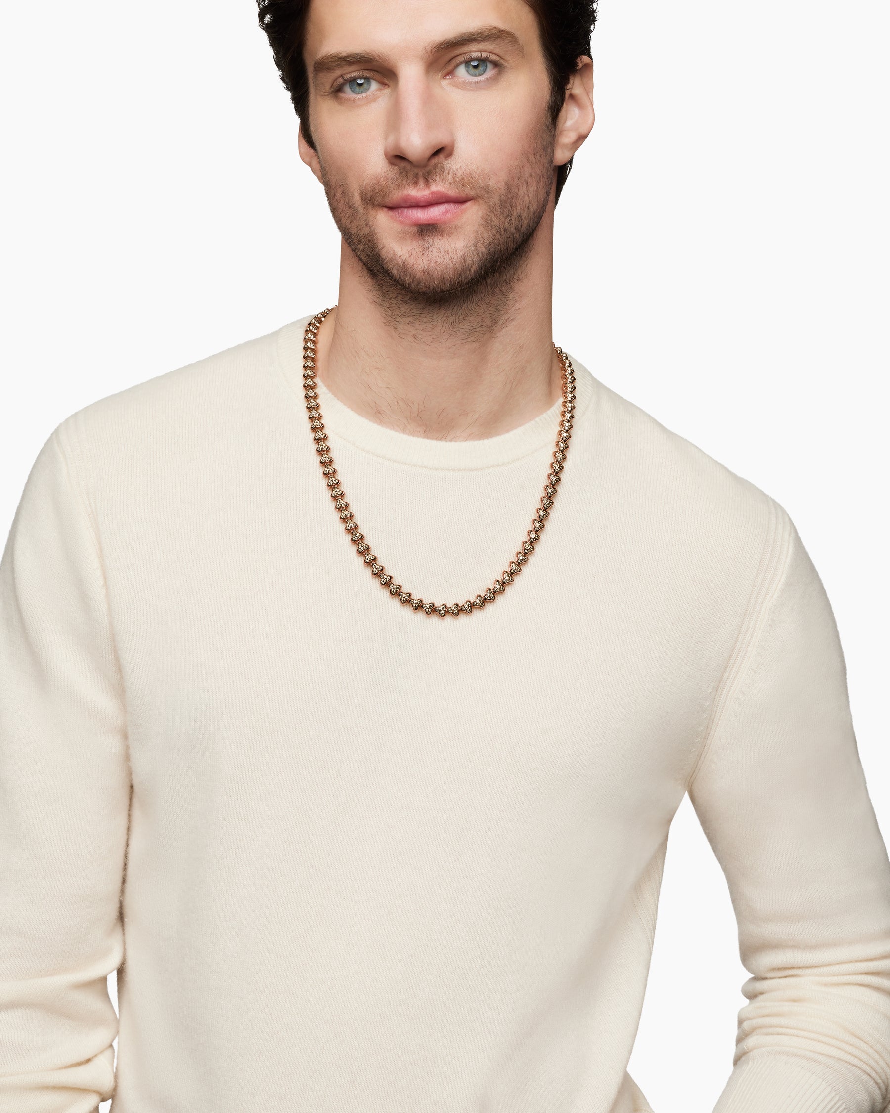 Alternative view of Armory Necklace in 18K Rose Gold with Cognac Diamonds, 9.5mm