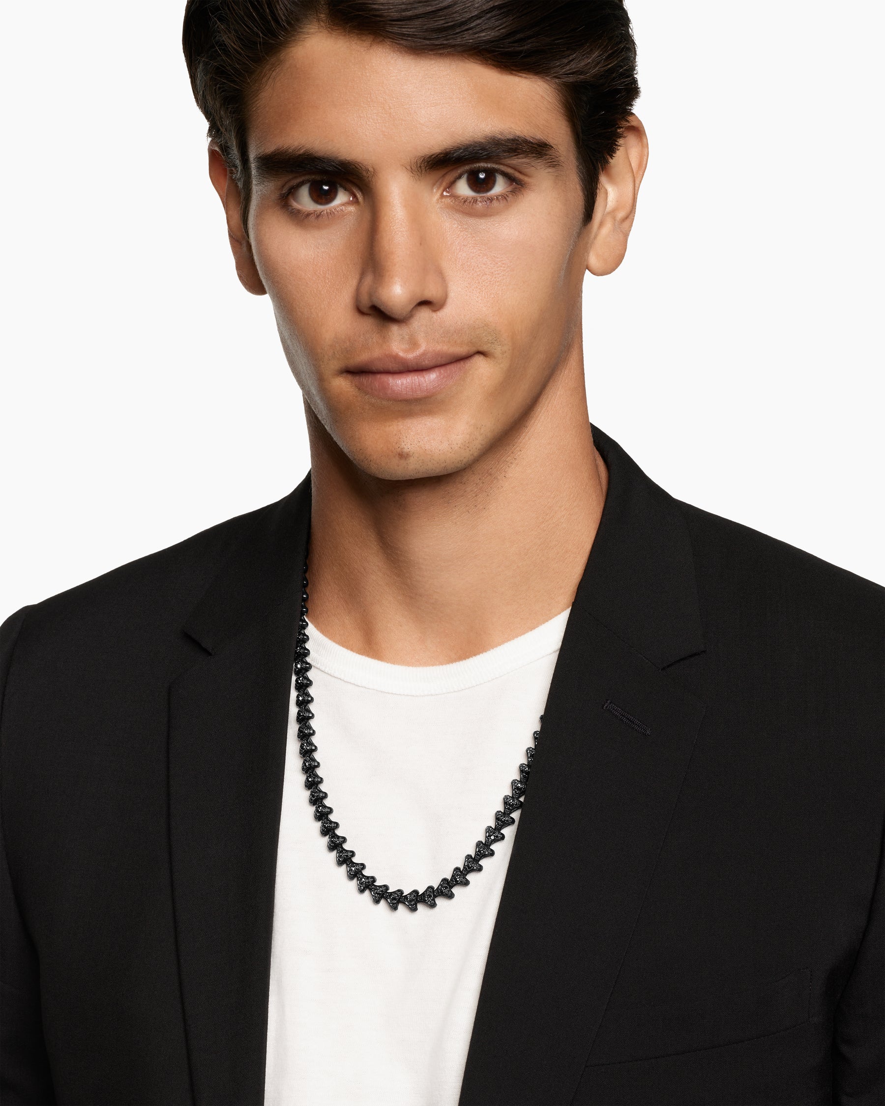 Alternative view of Armory Necklace in Black Titanium with Black Diamonds, 9.5mm