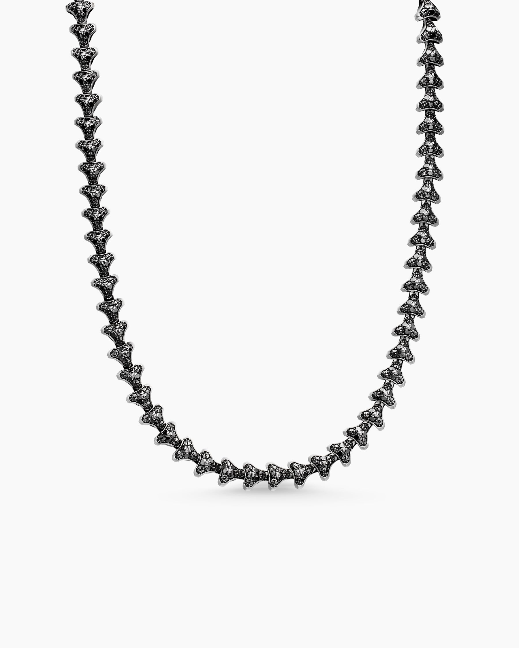 Armory Necklace in Sterling Silver with Black Diamonds, 9.5mm