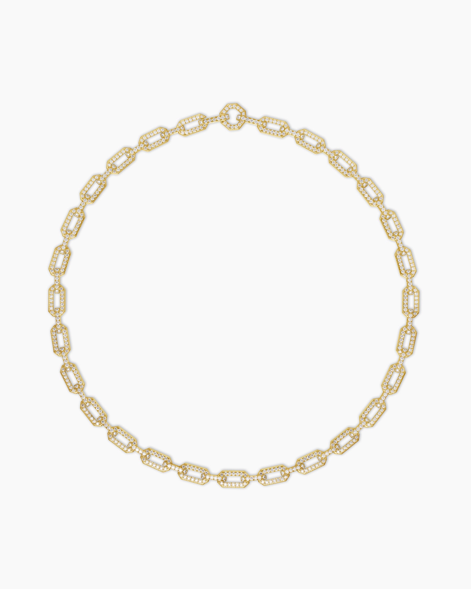 Pavé Chain Necklace in 18K Yellow Gold with Diamonds, 7mm - Image 4