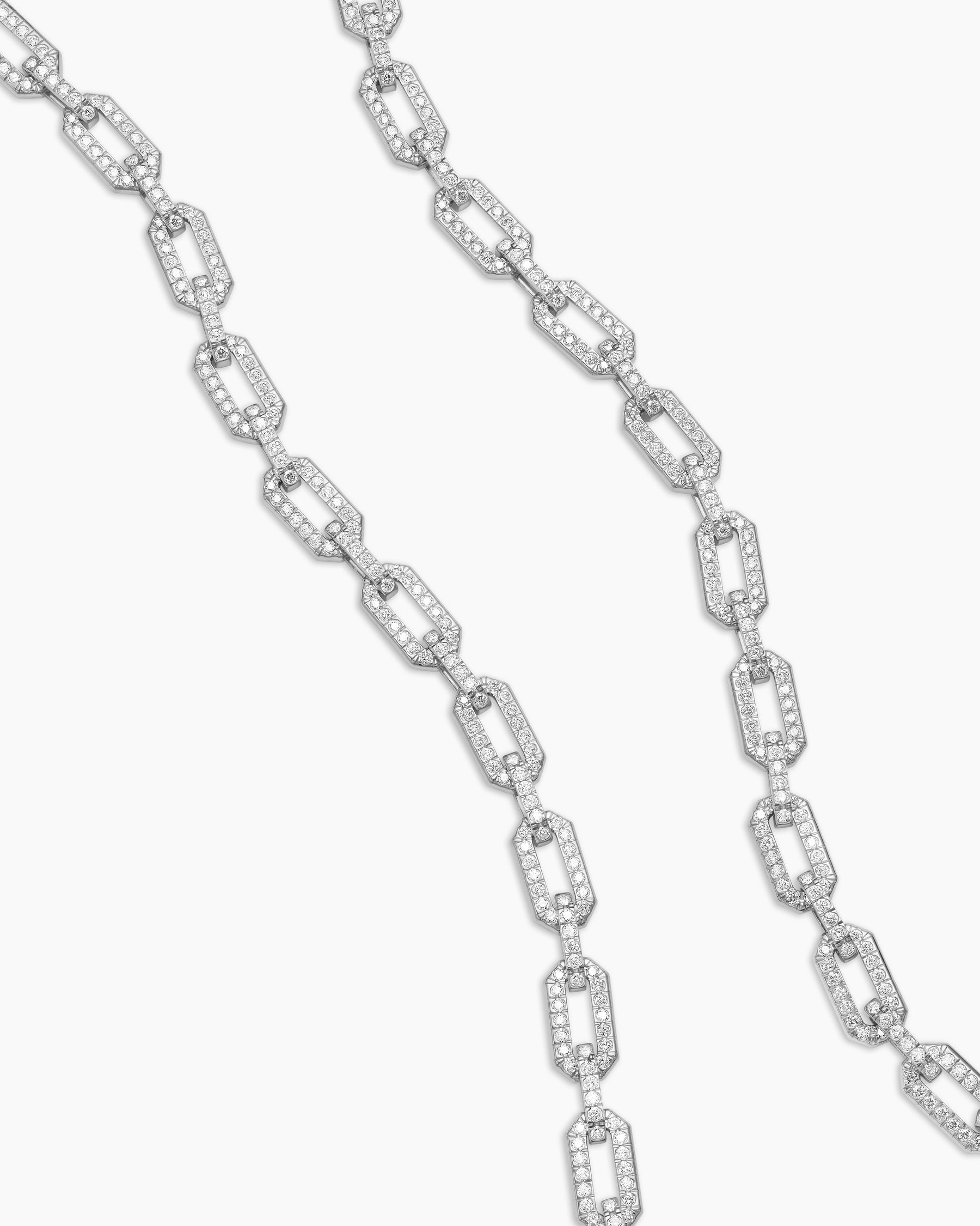 Pavé Chain Necklace in 18K White Gold with Diamonds, 7mm - Image 3