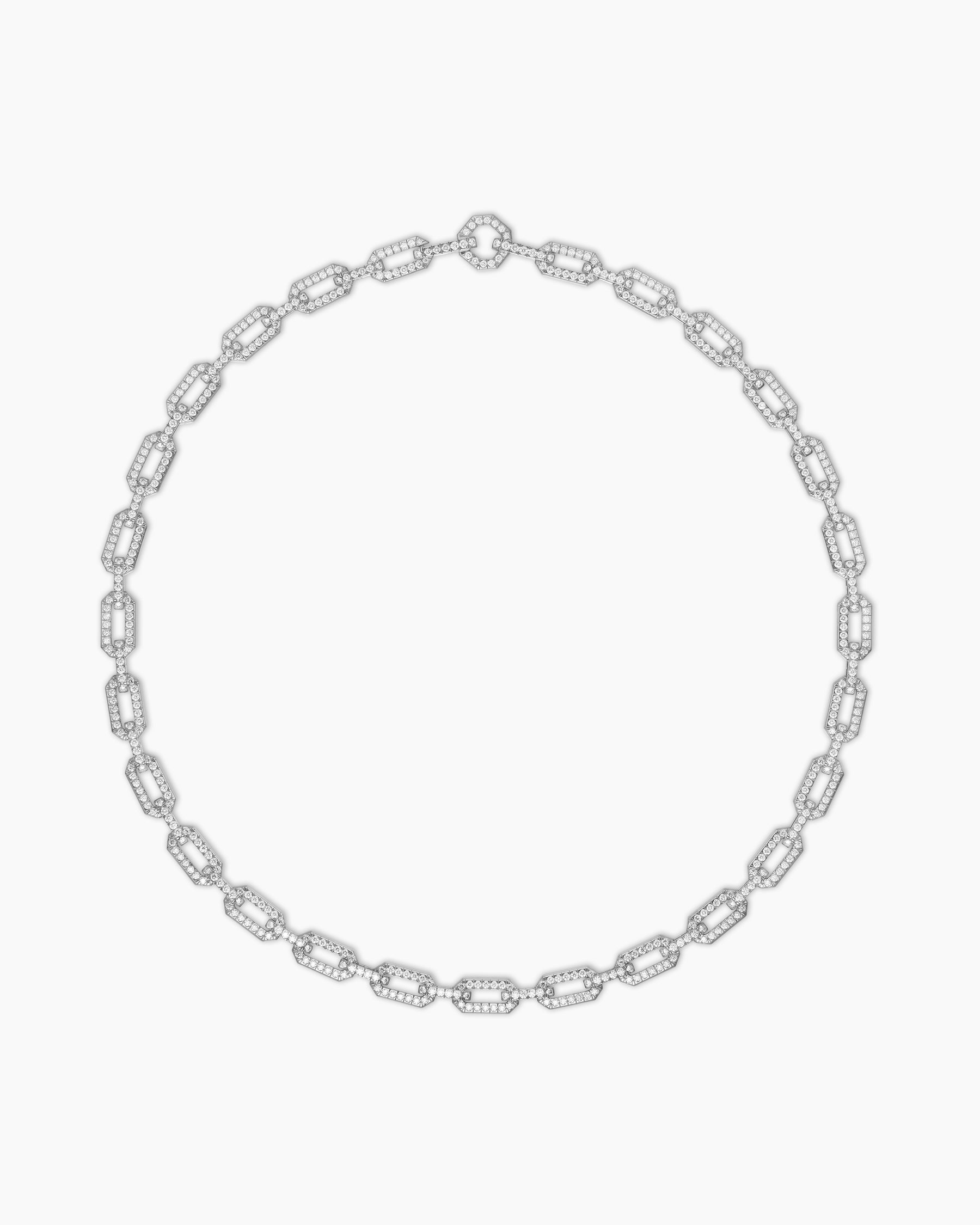 Pavé Chain Necklace in 18K White Gold with Diamonds, 7mm - Image 4