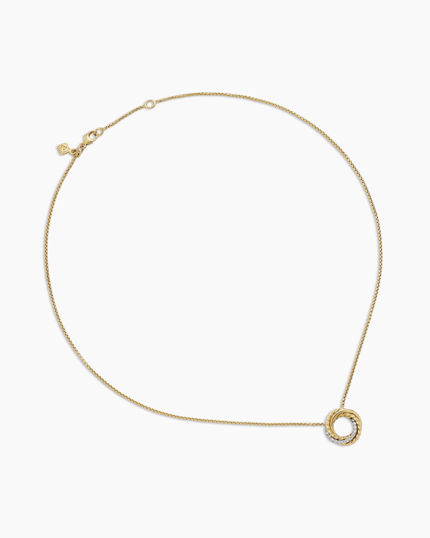 Crossover Pendant Necklace in 18K Yellow Gold with Diamonds, 14.5mm - Image 3