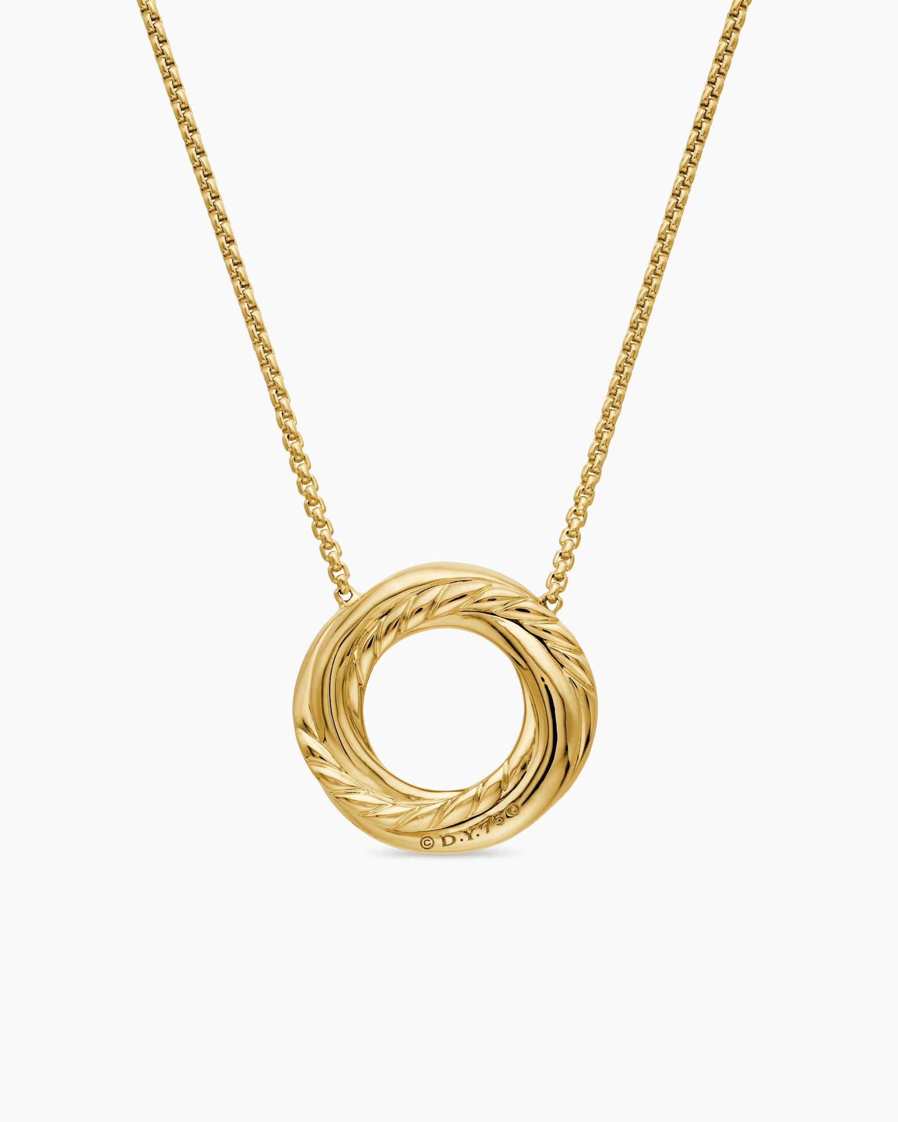 Crossover Pendant Necklace in 18K Yellow Gold with Diamonds, 14.5mm - Image 4