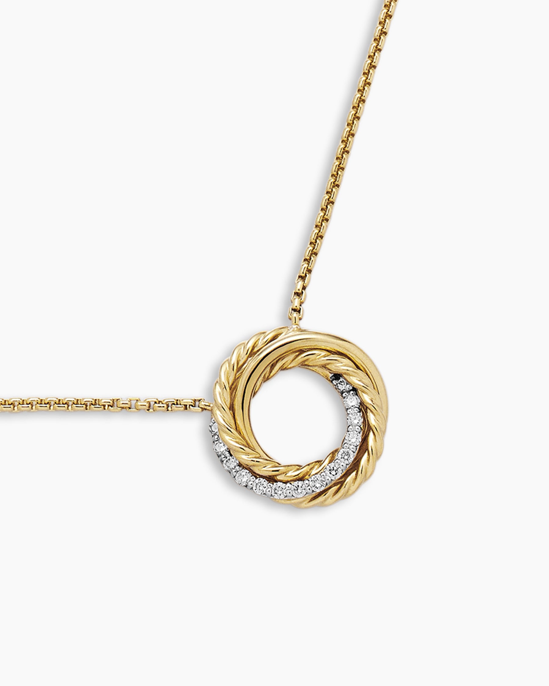 Crossover Pendant Necklace in 18K Yellow Gold with Diamonds, 14.5mm - Image 5