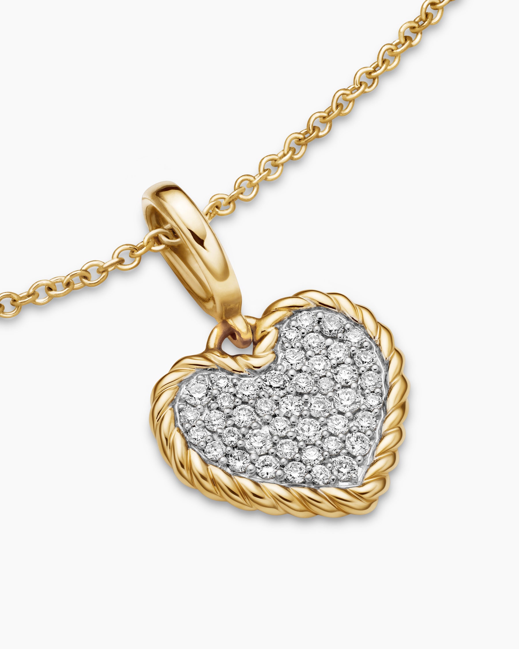 Cable Collectibles Pavé Plate Heart Necklace in 18K Yellow Gold with Diamonds, 11.5mm - Image 5