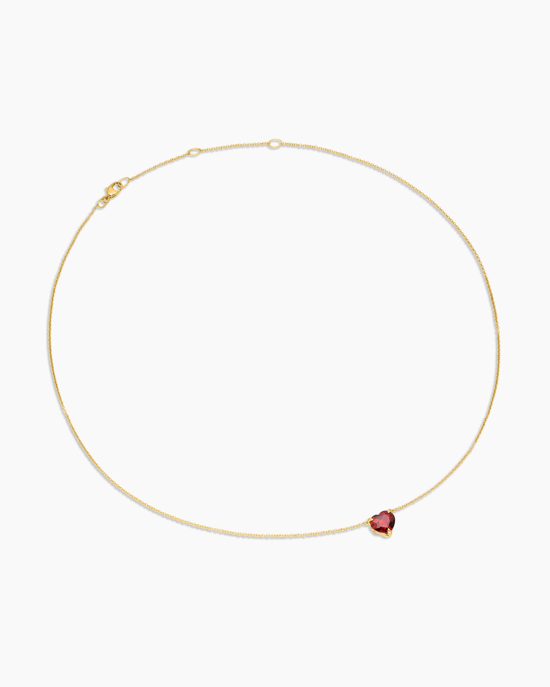 Chatelaine Heart Pendant Necklace in 18K Yellow Gold with Garnet, 8mm - Image 3