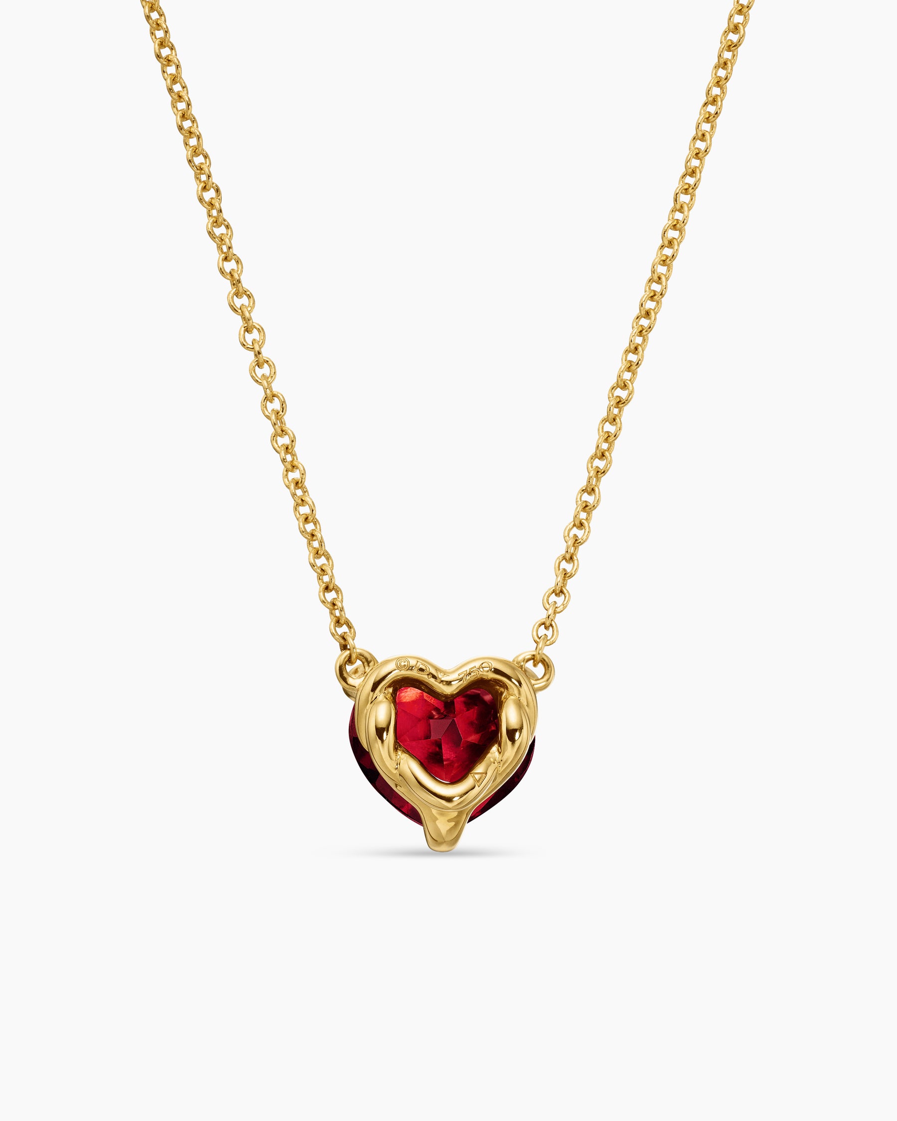 Chatelaine Heart Pendant Necklace in 18K Yellow Gold with Garnet, 8mm - Image 4