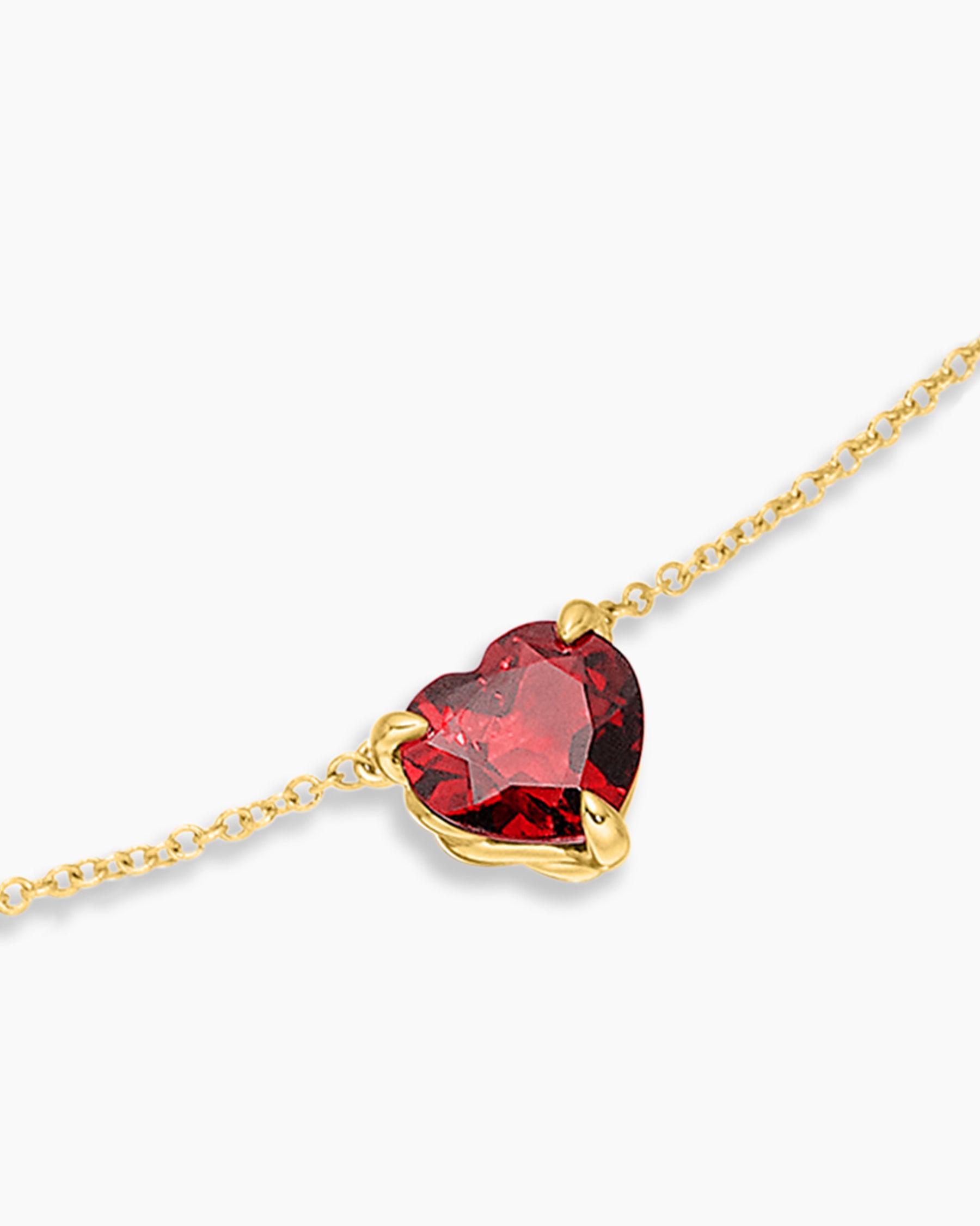 Chatelaine Heart Pendant Necklace in 18K Yellow Gold with Garnet, 8mm - Image 5