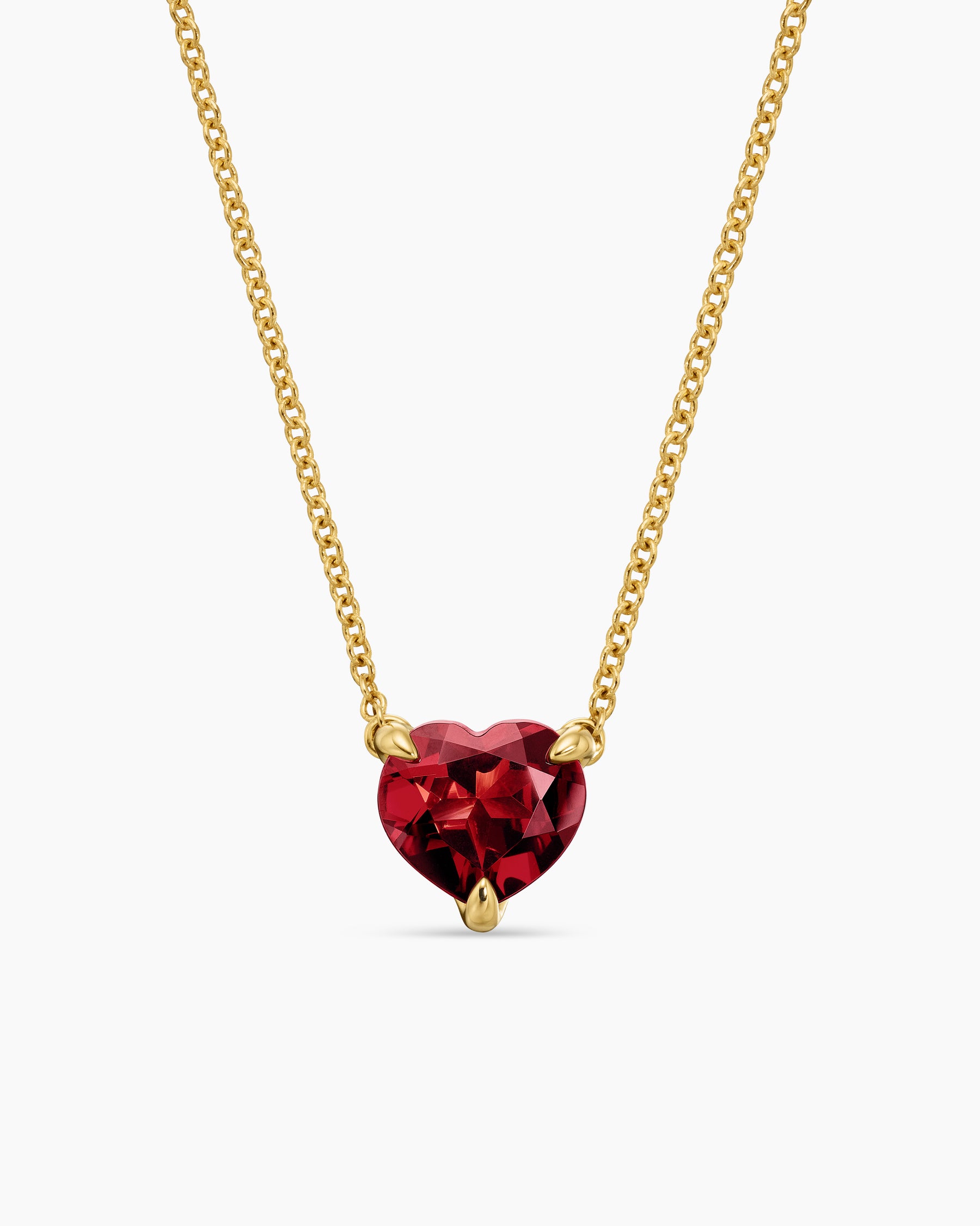 Chatelaine Heart Pendant Necklace in 18K Yellow Gold with Garnet, 8mm