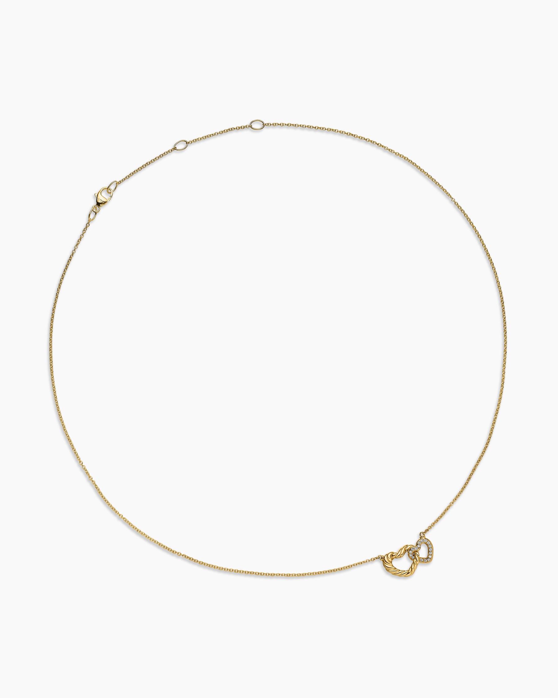 Cable Collectibles Interlocking Heart Necklace in 18K Yellow Gold with Diamonds, 20.6mm - Image 3
