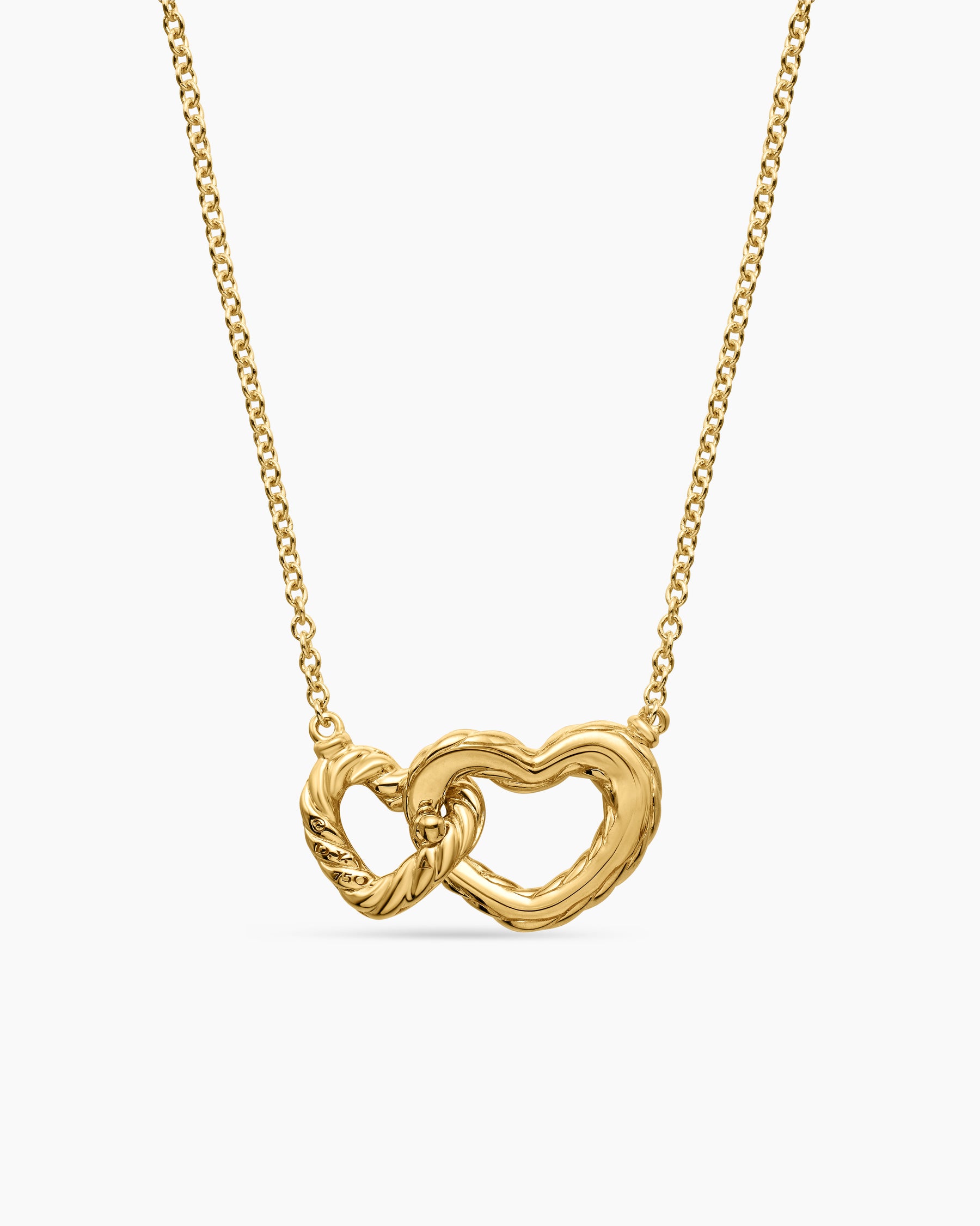 Cable Collectibles Interlocking Heart Necklace in 18K Yellow Gold with Diamonds, 20.6mm - Image 4