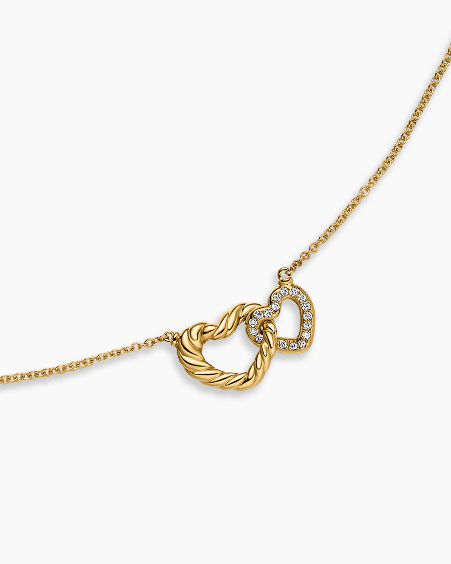 Cable Collectibles Interlocking Heart Necklace in 18K Yellow Gold with Diamonds, 20.6mm - Image 5