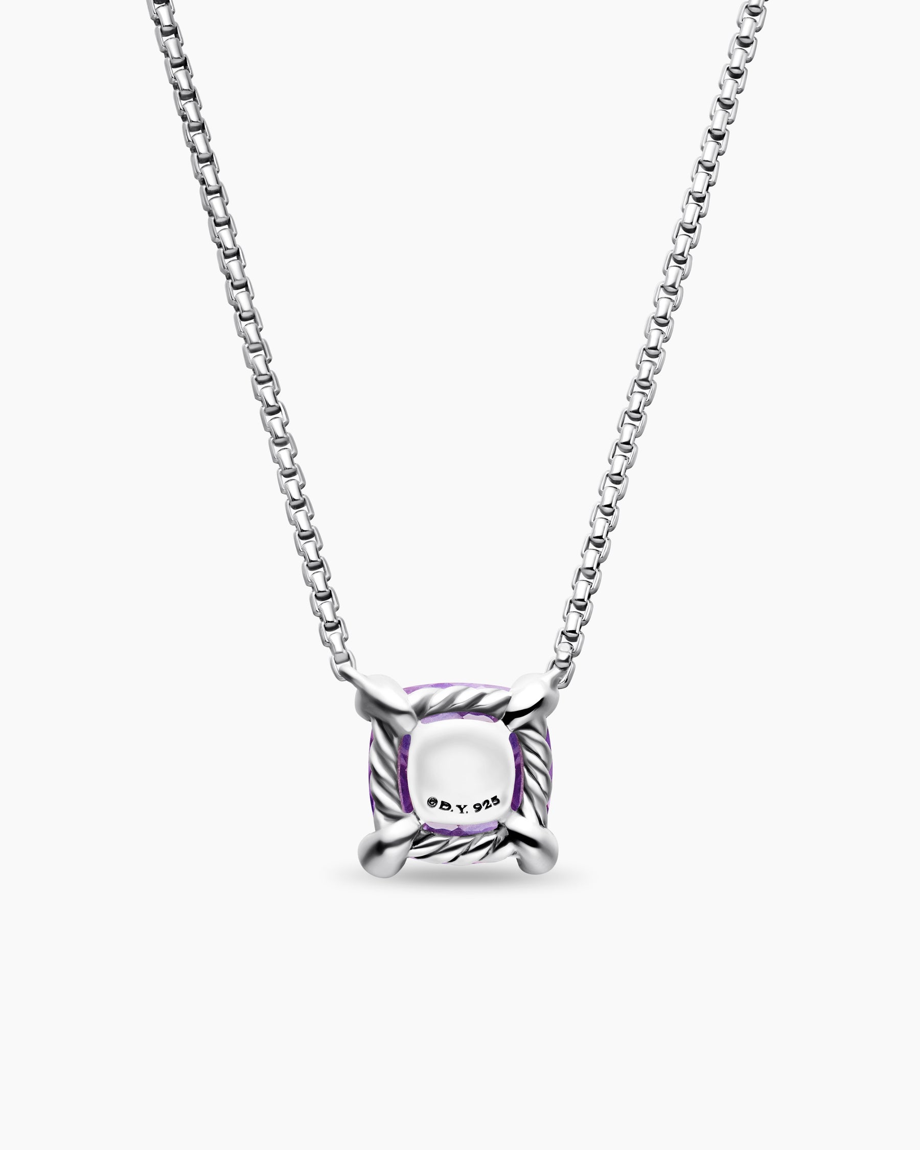 Petite Chatelaine Pendant Necklace in Sterling Silver with Amethyst and Diamonds, 9mm - Image 4