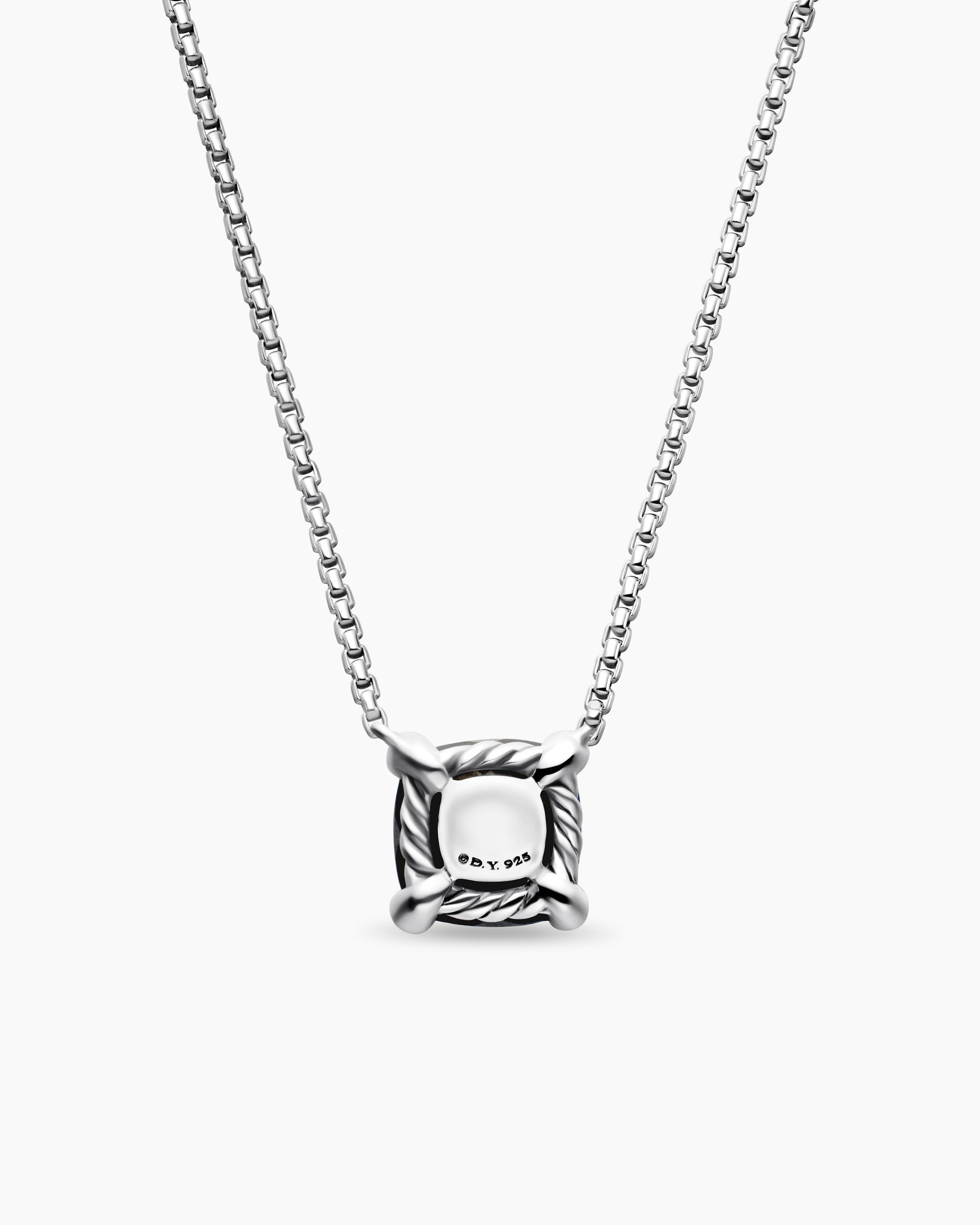 Petite Chatelaine Pendant Necklace in Sterling Silver with Black Onyx and Diamonds, 9mm - Image 4