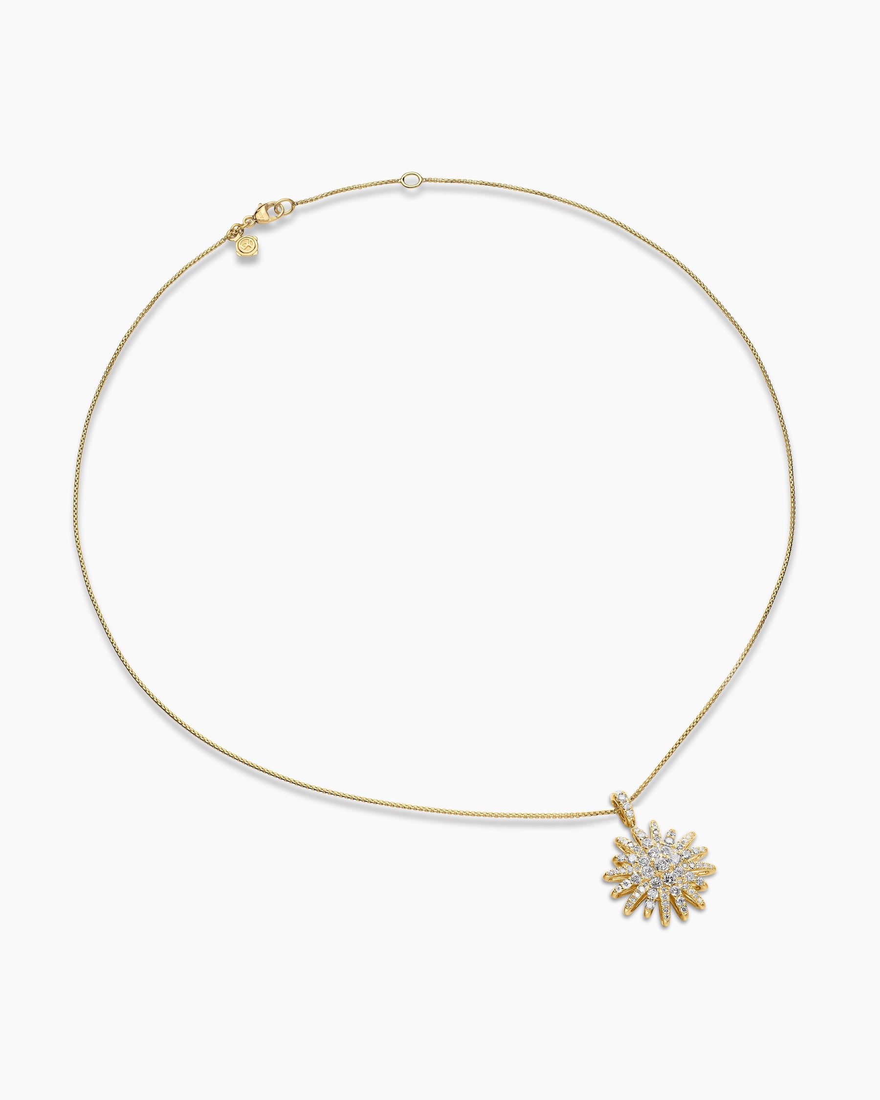 Starburst Pendant Necklace in 18K Yellow Gold with Diamonds, 20mm - Image 3