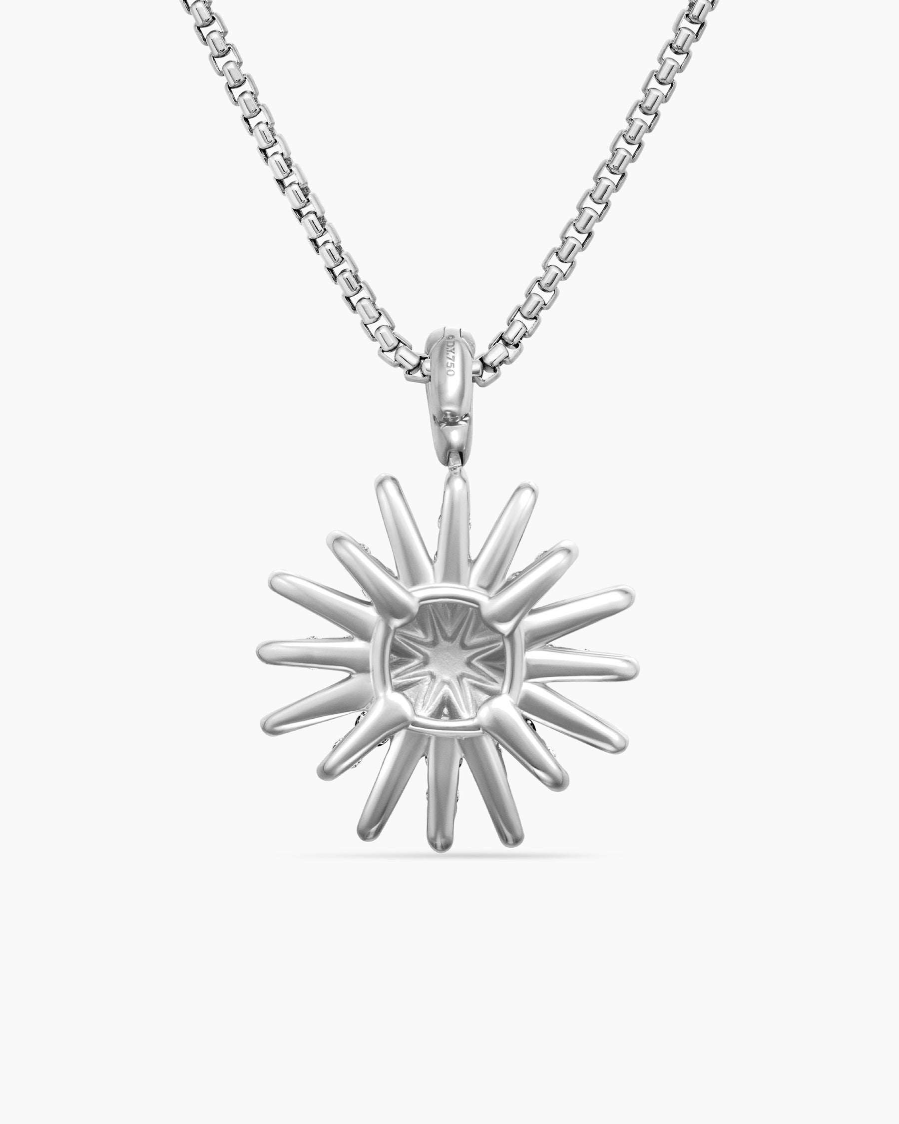 Starburst Pendant Necklace in 18K White Gold with Diamonds, 20mm - Image 4