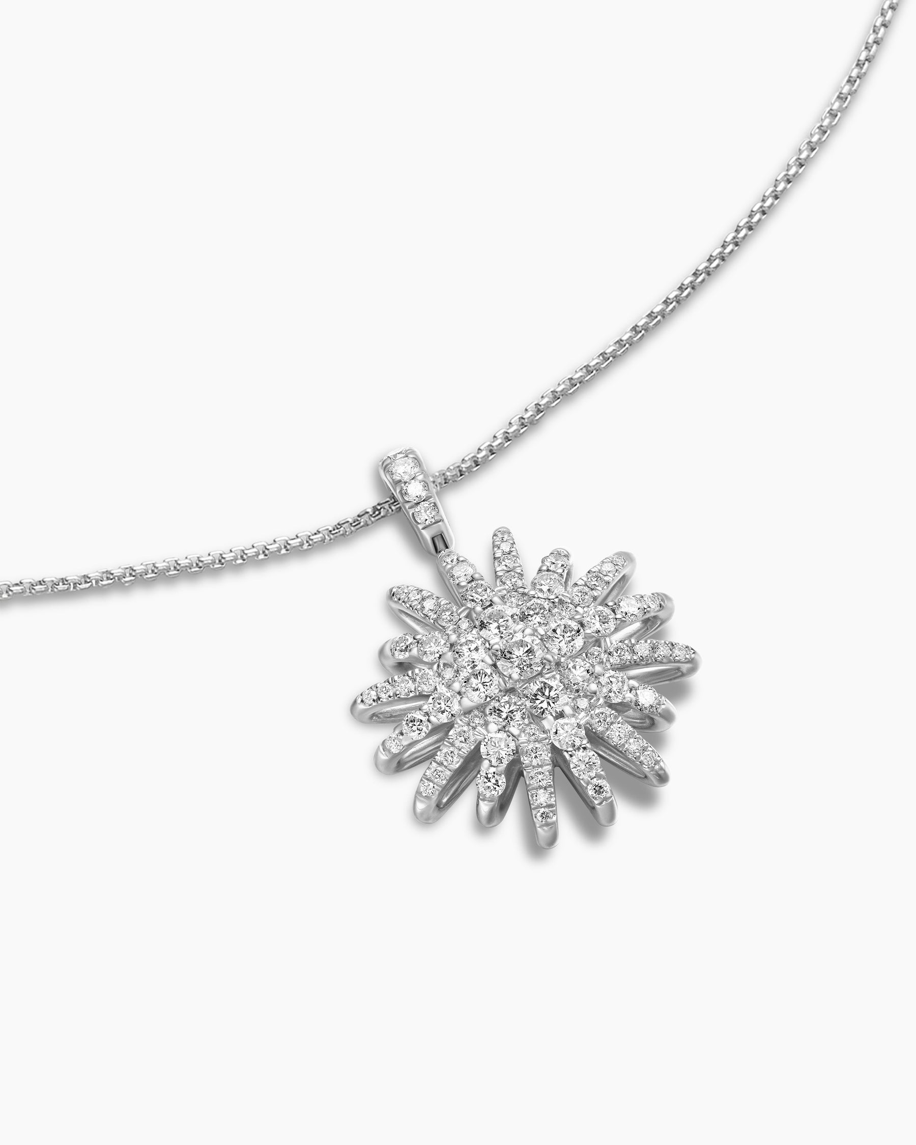 Starburst Pendant Necklace in 18K White Gold with Diamonds, 20mm - Image 5