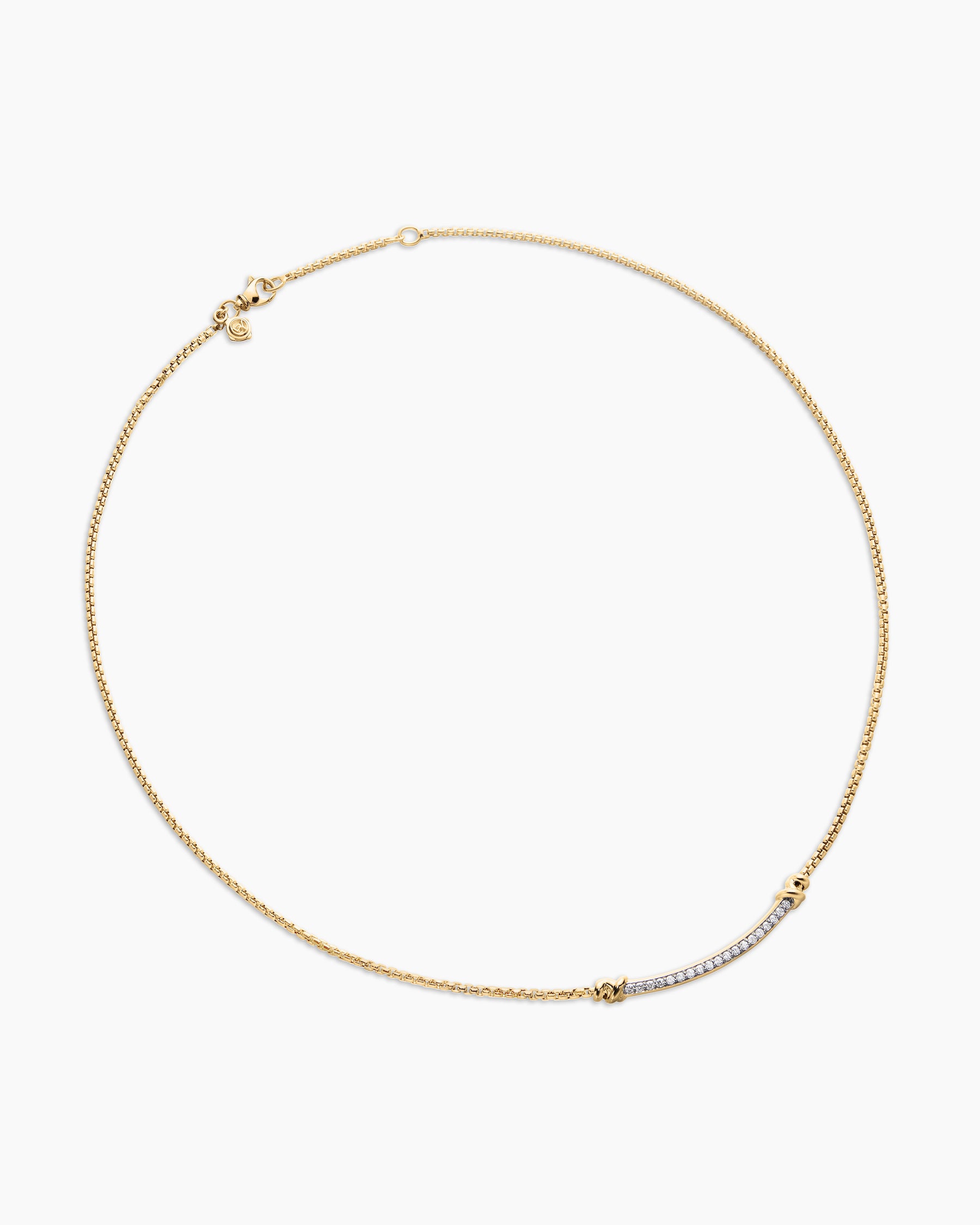 Petite Helena Wrap Station Necklace in 18K Yellow Gold with Diamonds, 29mm - Image 3