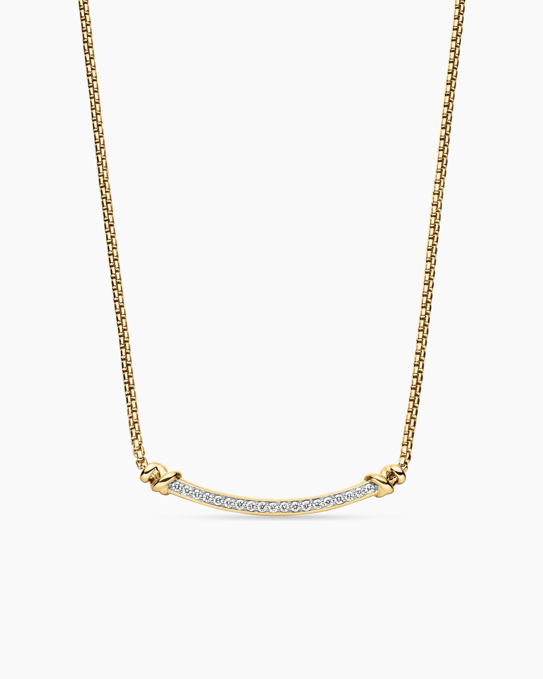 Petite Helena Wrap Station Necklace in 18K Yellow Gold with Diamonds, 29mm
