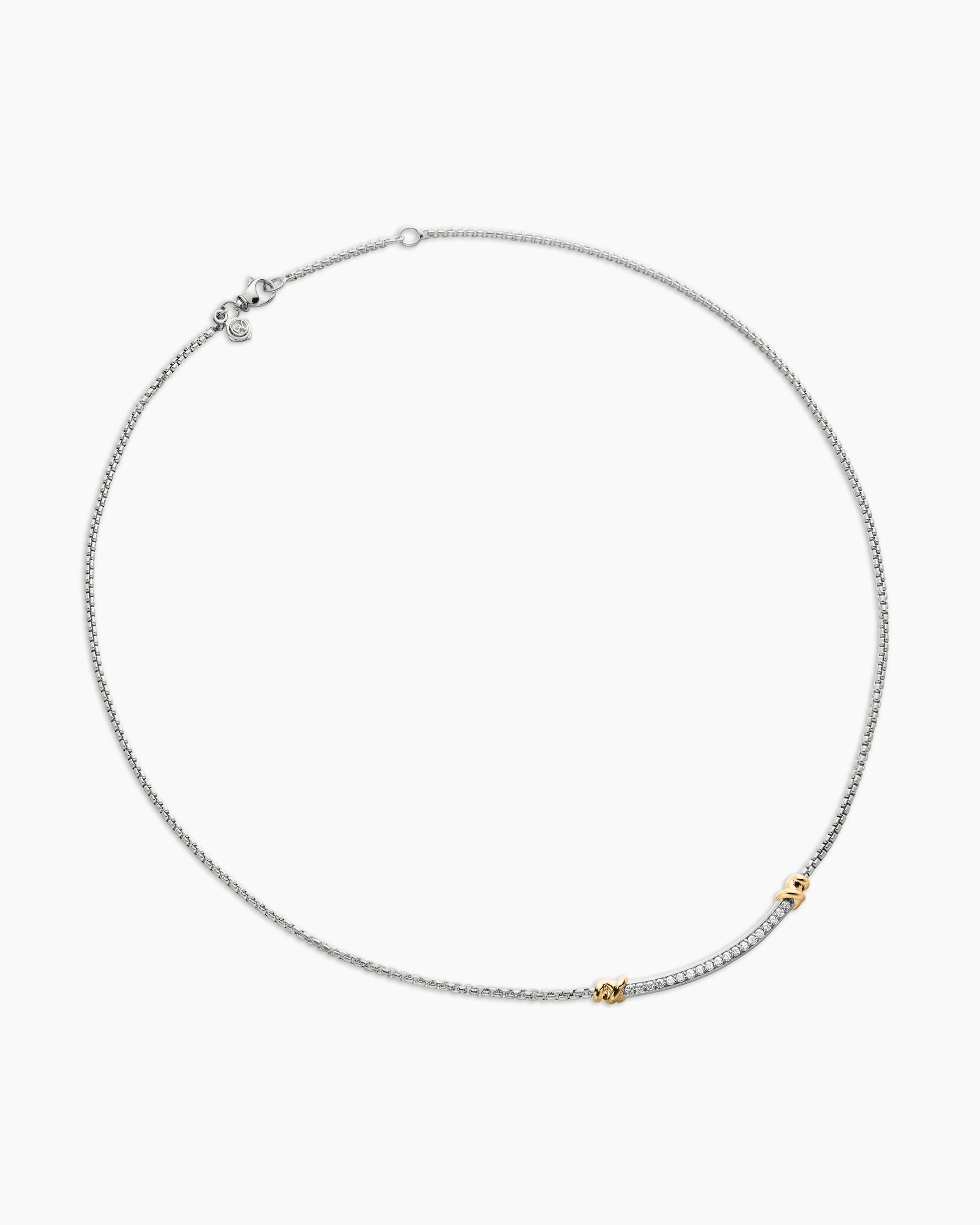 Petite Helena Wrap Station Necklace in Sterling Silver with 18K Yellow Gold and Diamonds, 29mm - Image 3