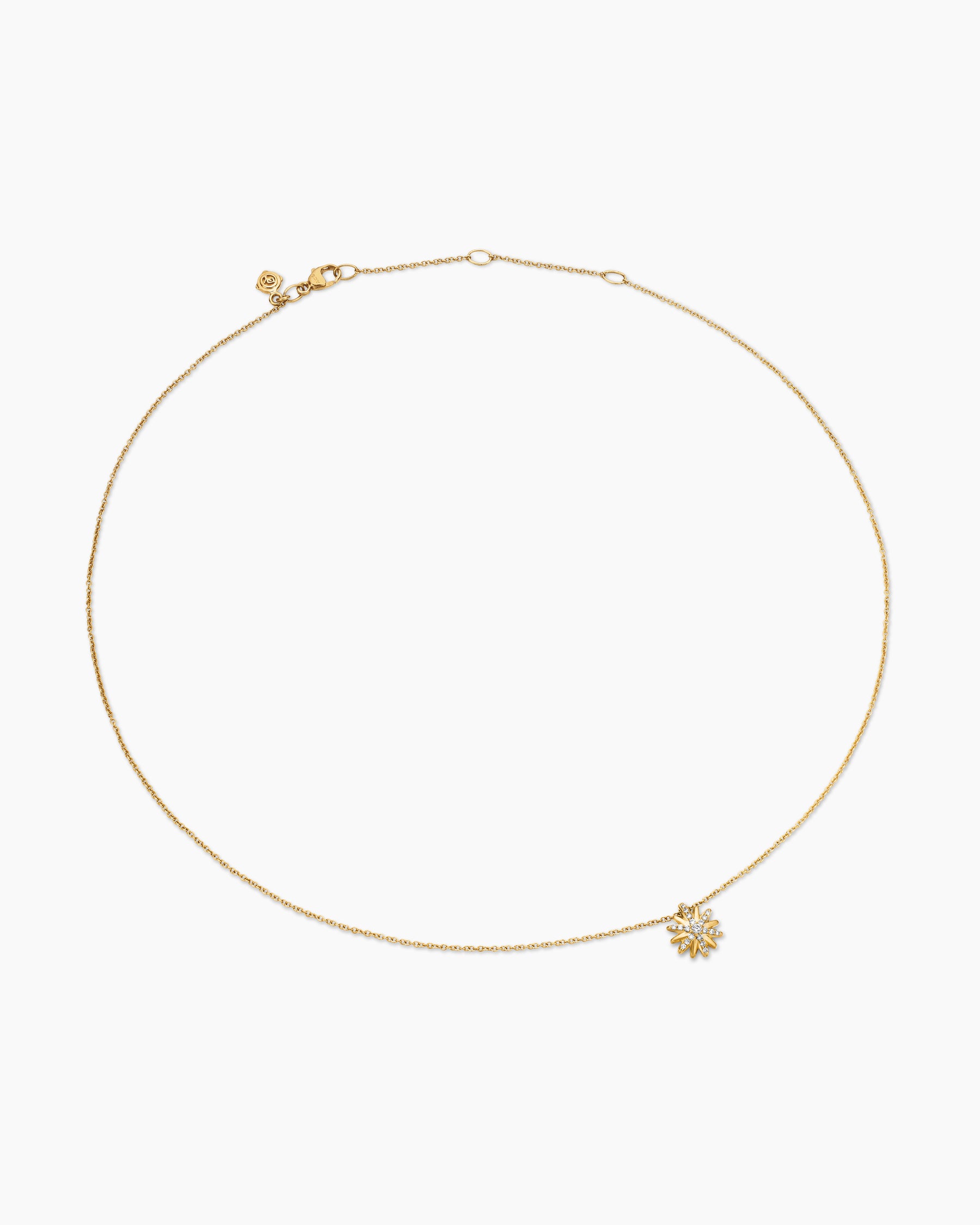 Petite Starburst Pendant Necklace in 18K Yellow Gold with Diamonds, 10.5mm - Image 3