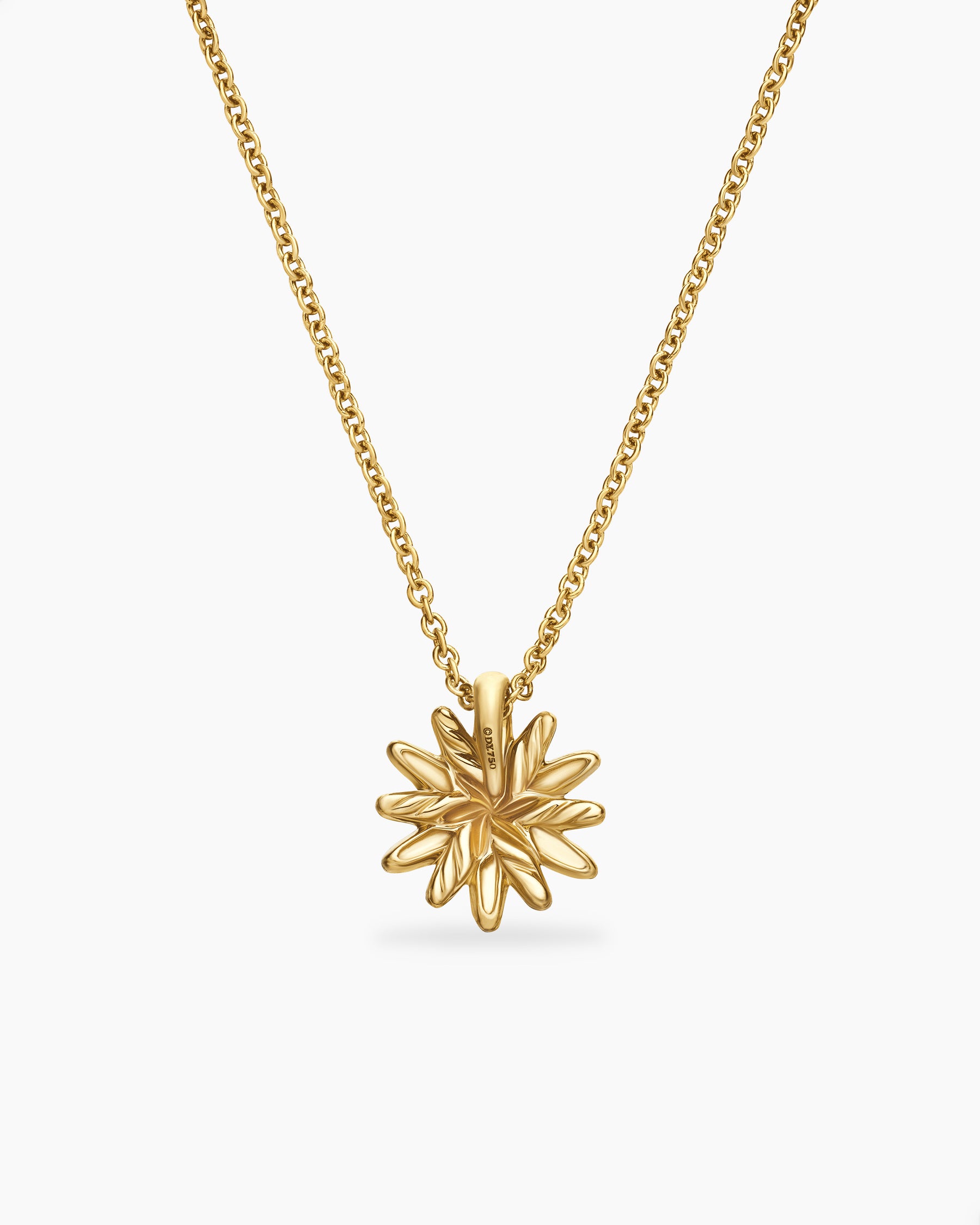 Petite Starburst Pendant Necklace in 18K Yellow Gold with Diamonds, 10.5mm - Image 4